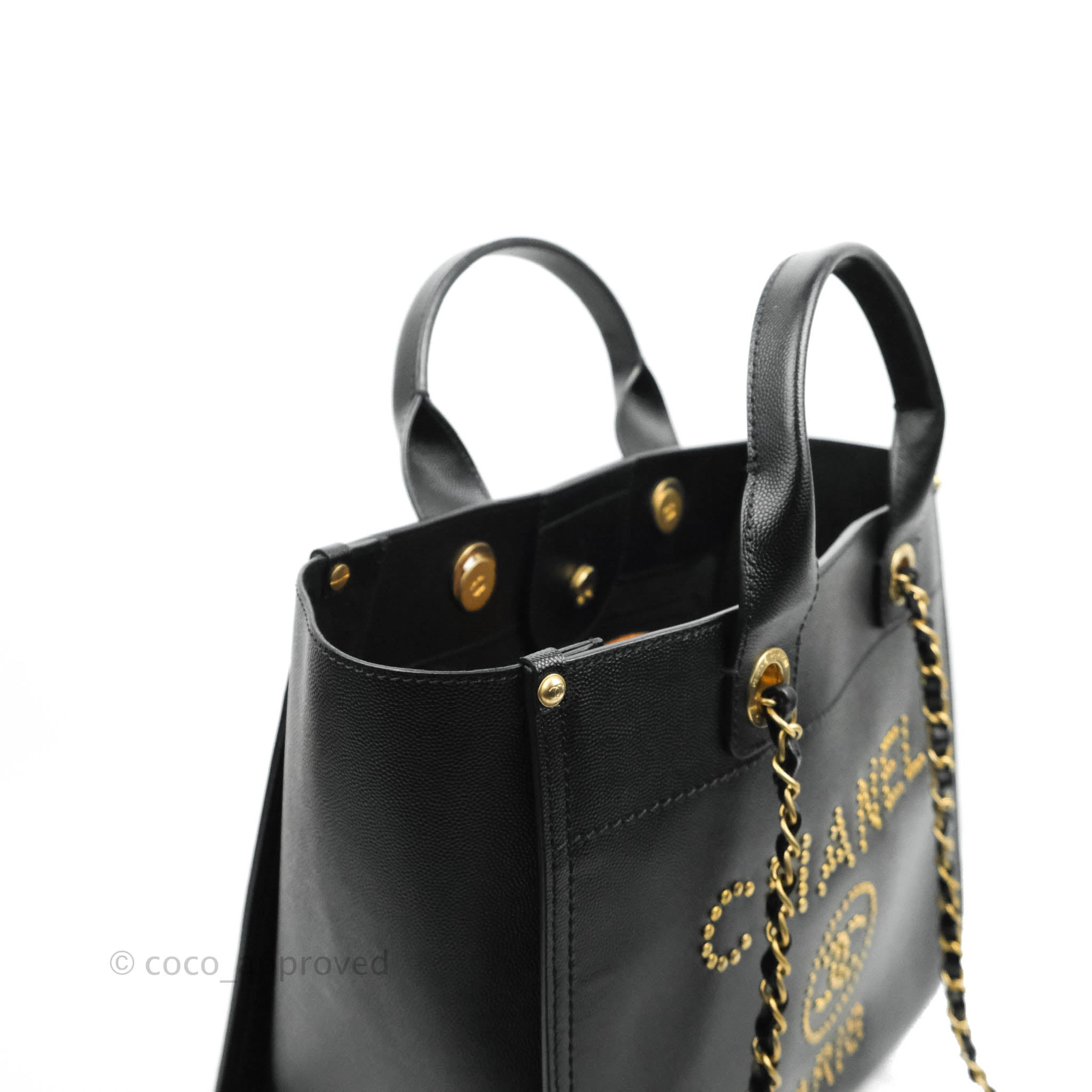 Chanel Leather Deauville Small, Black Caviar with Gold Hardware, Preowned  in Dustbag WA001