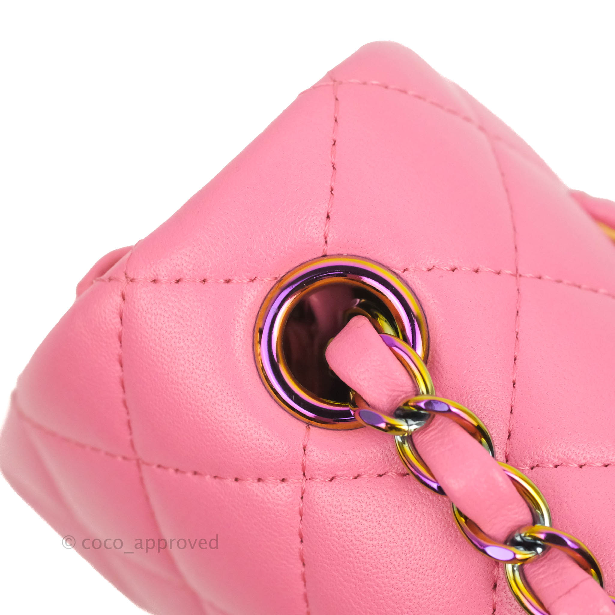Chanel Mini Rectangular Flap Bag Rose Lambskin Silver Hardware Pink Madison Avenue Couture
