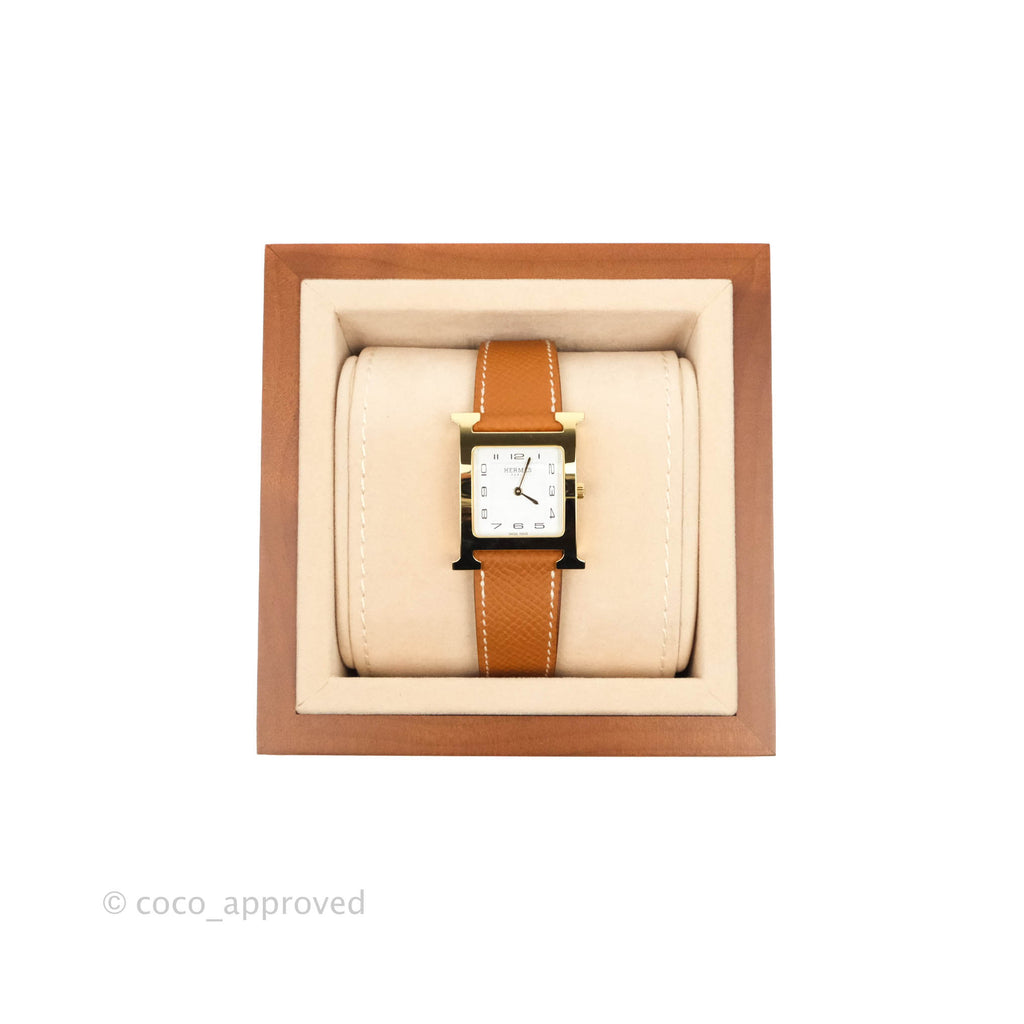 Hermès Heure H PM Watch Gold Epsom Gold Hardware