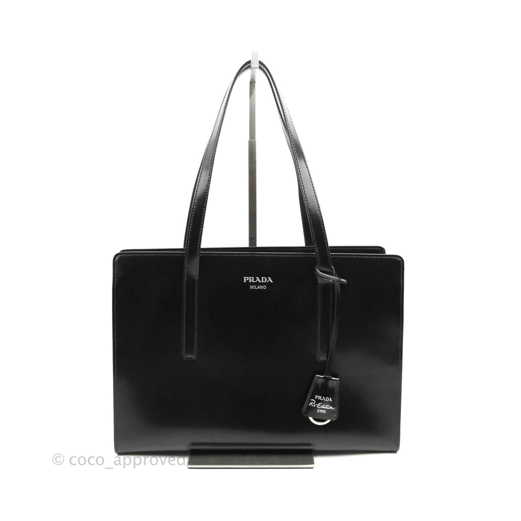 Prada Re-Edition 1995 Brushed-leather Medium Handbag Black