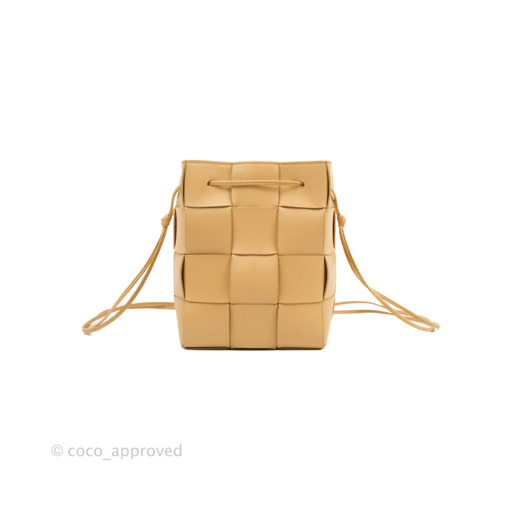 Bottega Veneta Small Cassette Bucket Bag Almond Lambskin