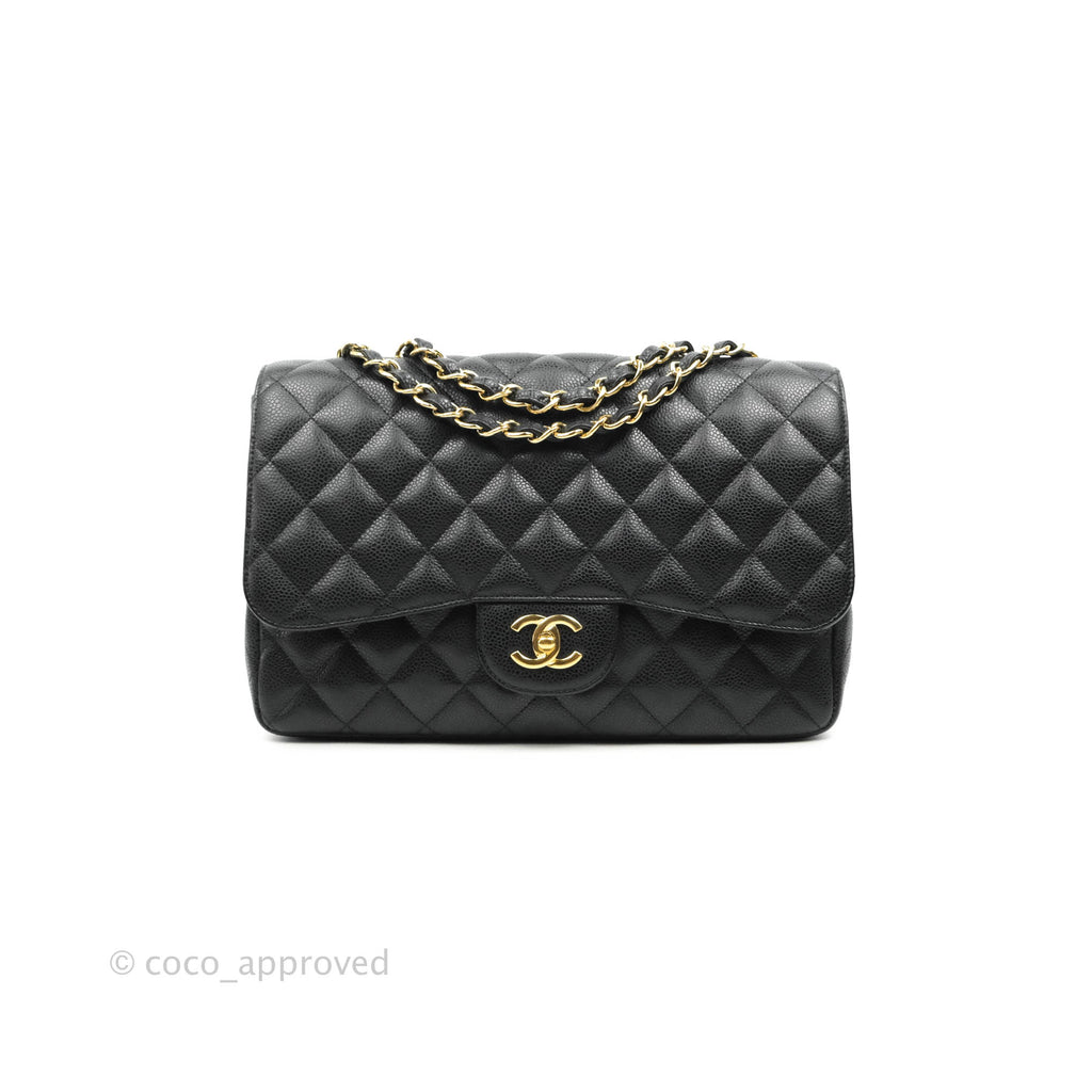 Chanel Jumbo Single Flap Black Caviar Gold Hardware