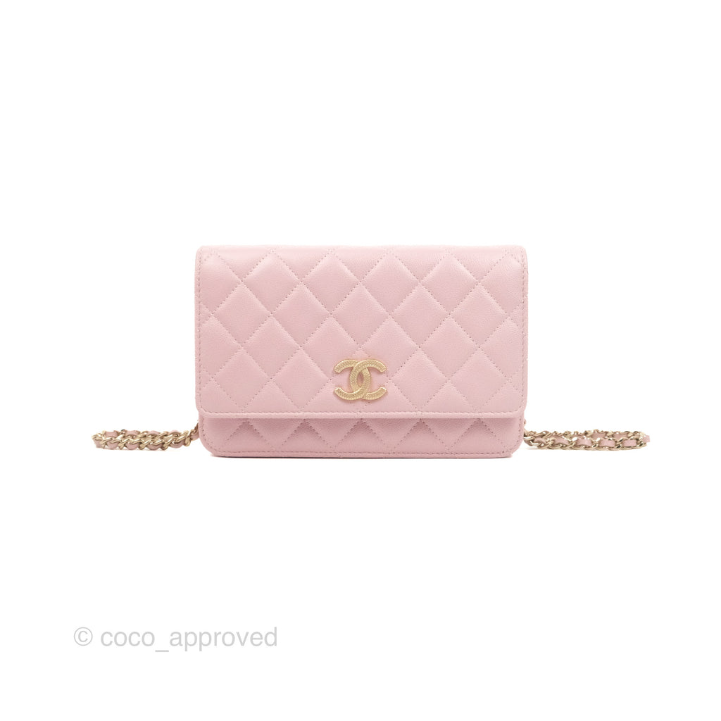 Chanel Quilted Wallet on Chain WOC Light Pink Caviar Gold Hardware