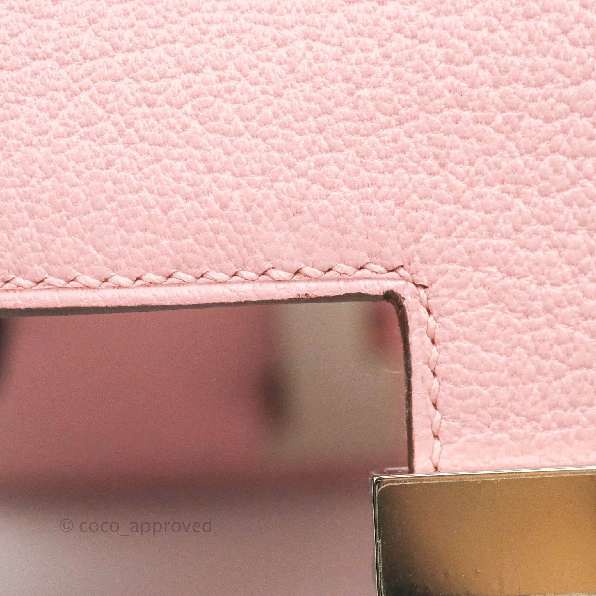 Hermes Constance Micro Rose Sakura Swift Palladium Hardware •