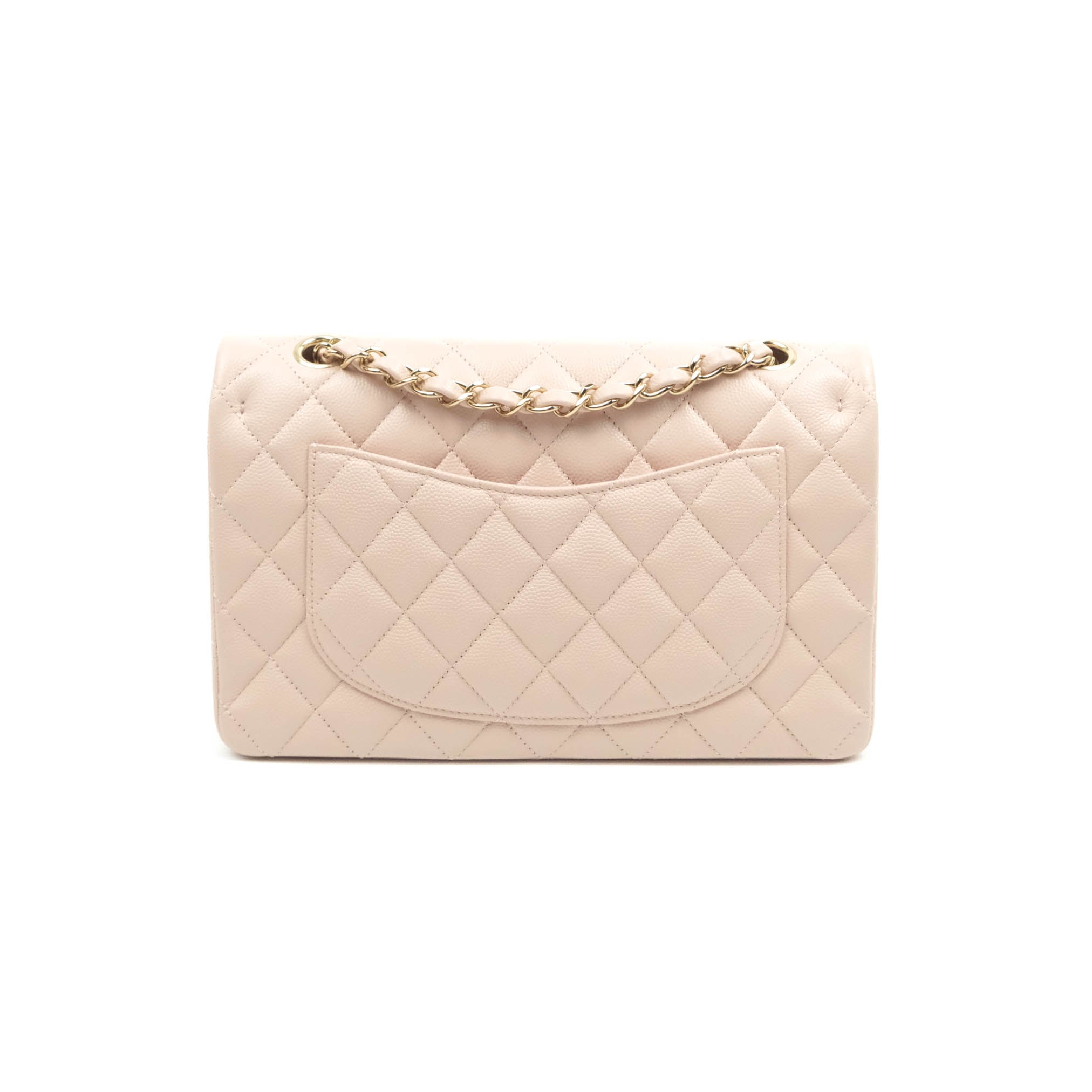 Chanel Classic Medium Double Flap 21S Rose Clair/Light Pink Quilted Caviar  with light gold hardware