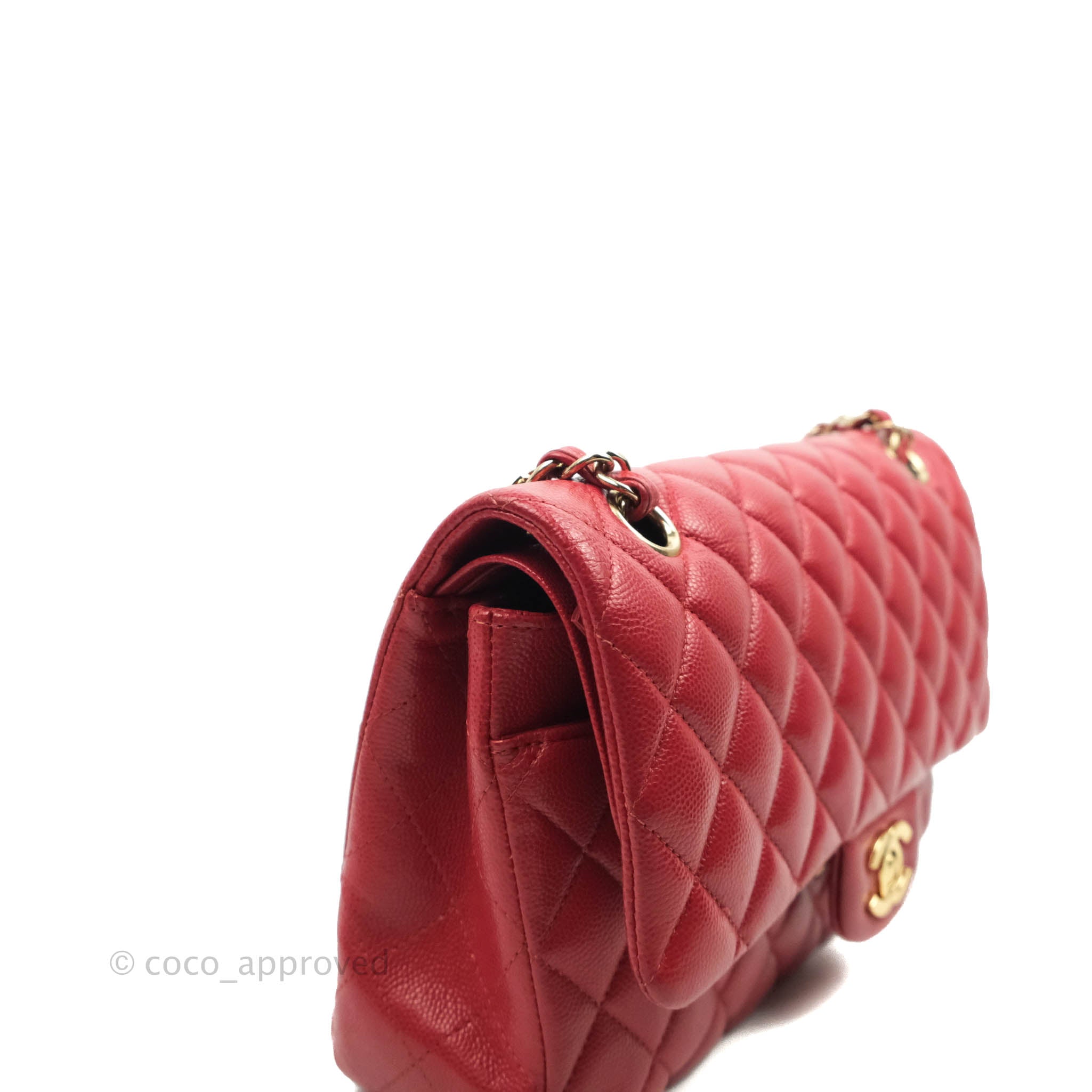 Chanel Classic Quilted Medium Double Flap Red Caviar  ＬＯＶＥＬＯＴＳＬＵＸＵＲＹ