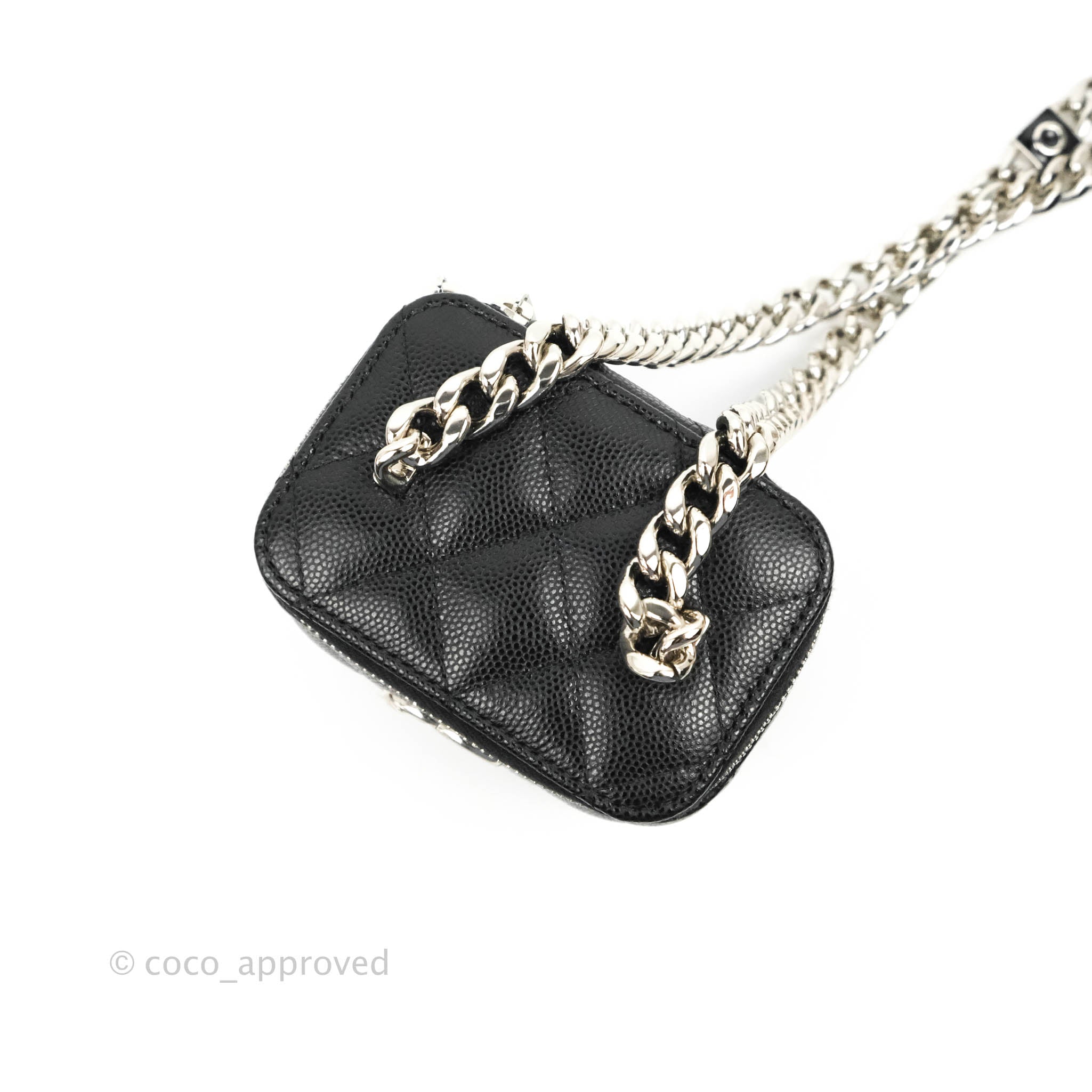 Chanel Small Vanity Case Chain Matelasse Caviar Skin Black Ap2624