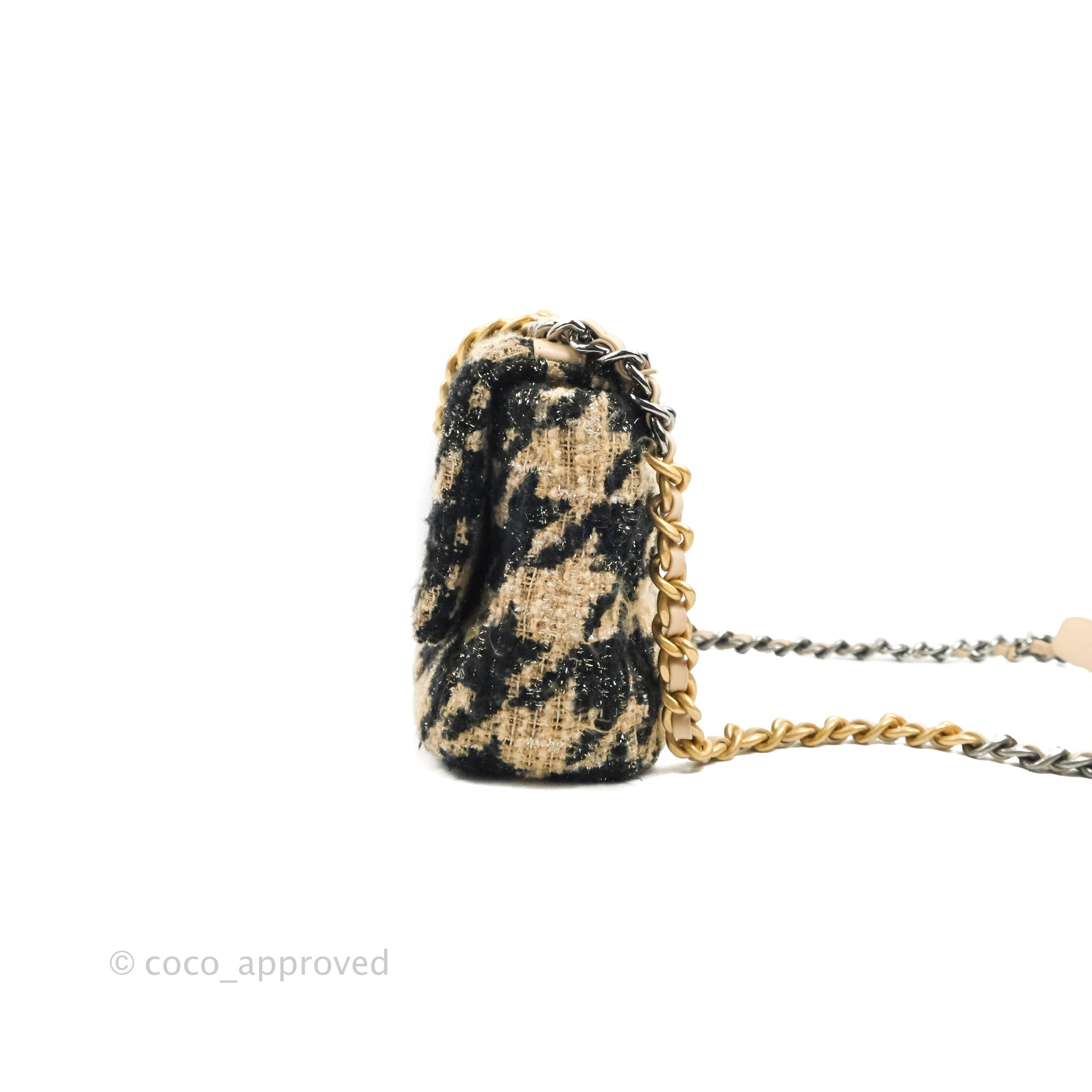 19 Wallet On Chain Tweed Yellow / Beige