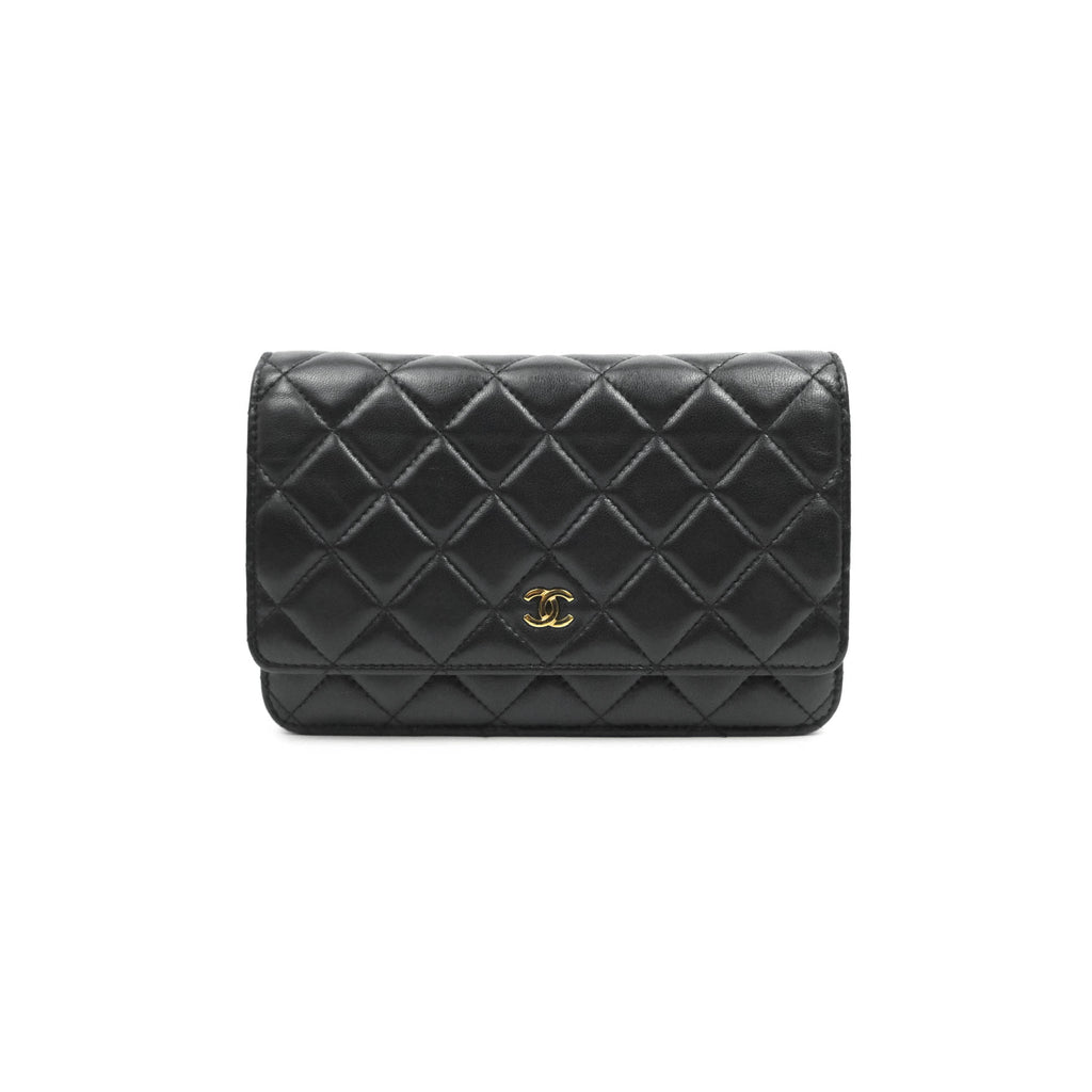 Chanel Quilted Wallet on Chain WOC Black Lambskin Gold Hardware