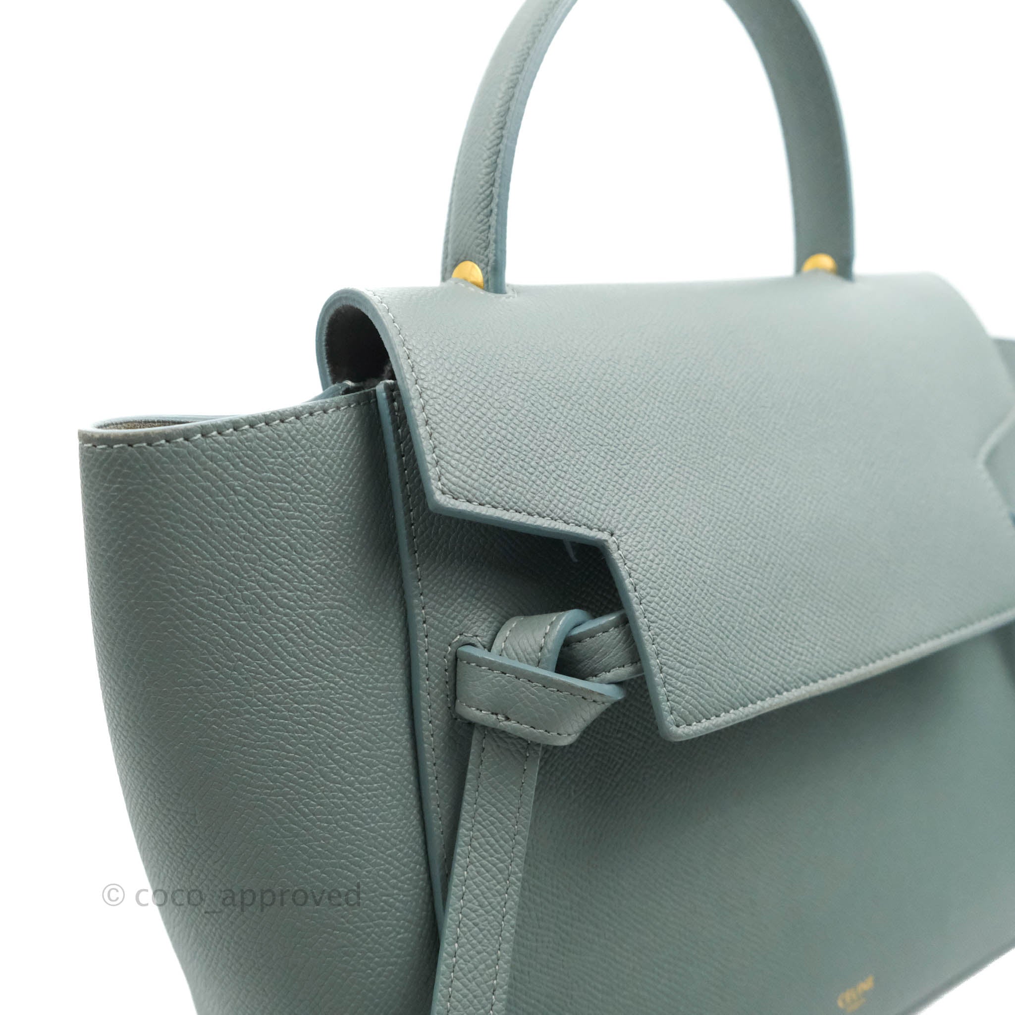 Auth CELINE Belt Bag Micro Light Green Grained Calfskin Women's  Handbag