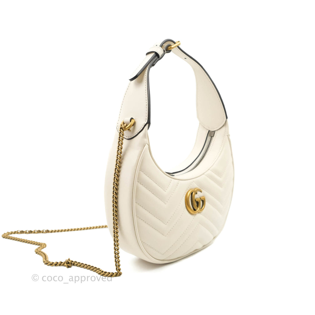 Gucci GG Marmont Half Moon-shaped Mini Bag White