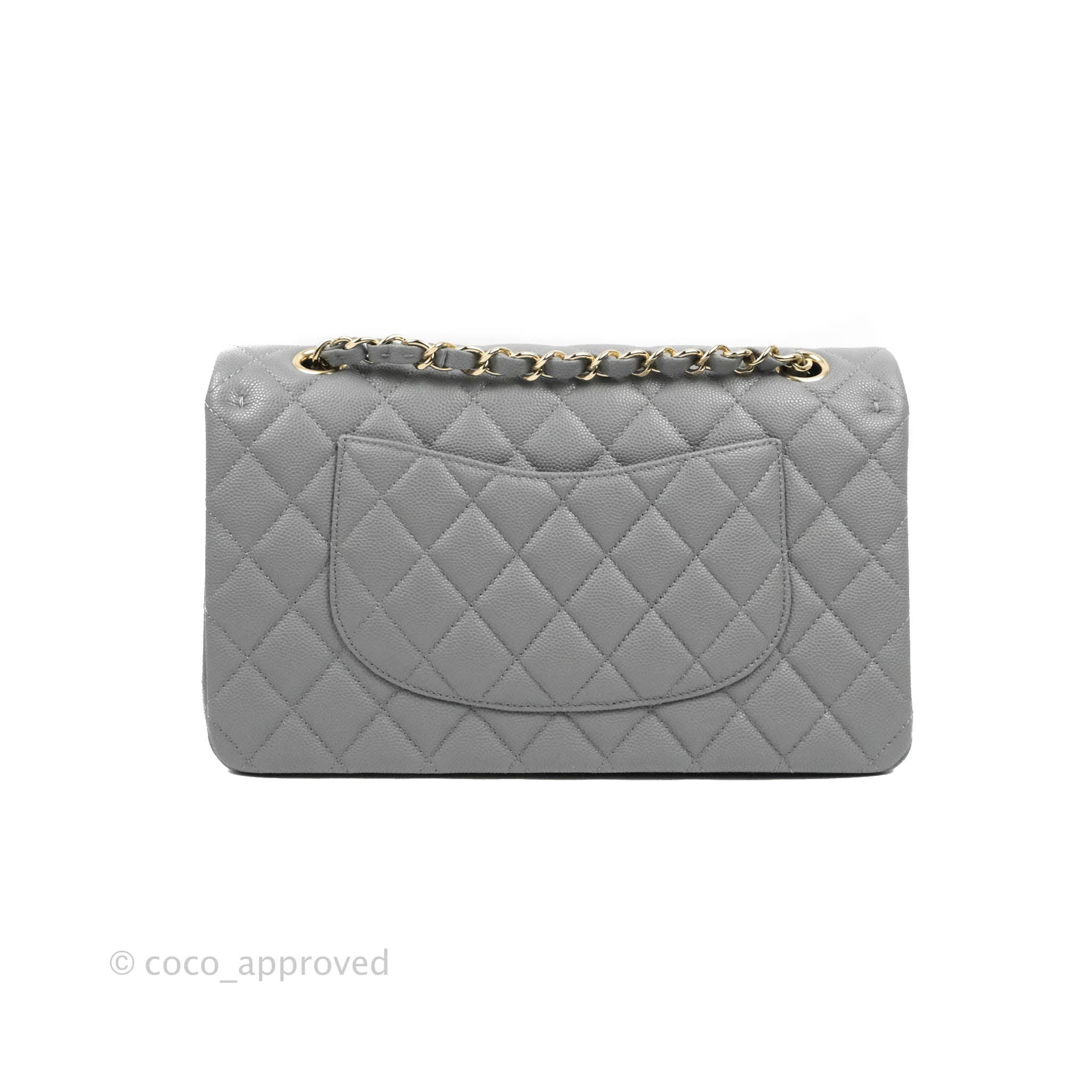 Chanel Classic M/L Medium Flap Quilted Grey Caviar Gold Hardware 20C – Coco  Approved Studio