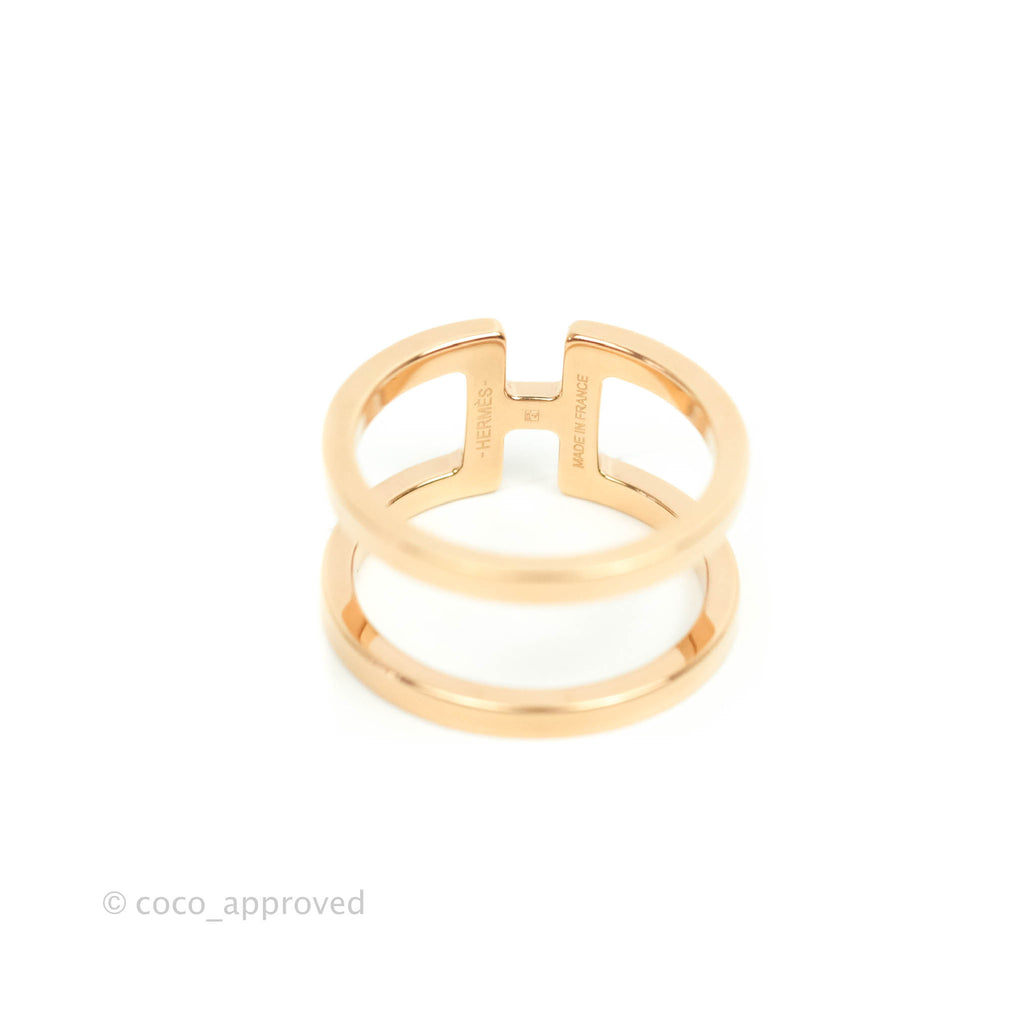 Hermès H en Rond Scarf Ring Brass in Rose Gold Tone