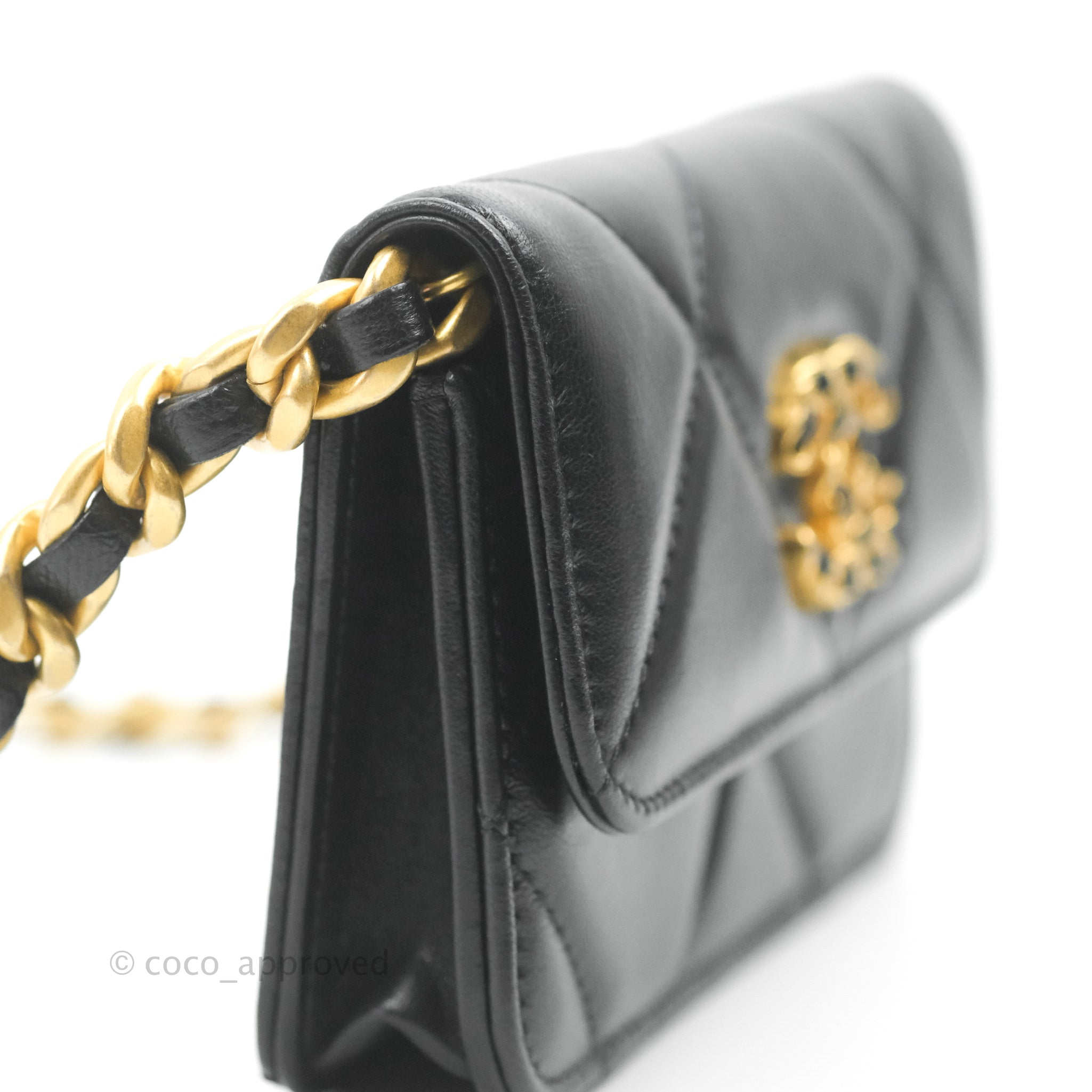 Chanel 19 Classic Clutch with Chain Gold Hardware Black - NOBLEMARS