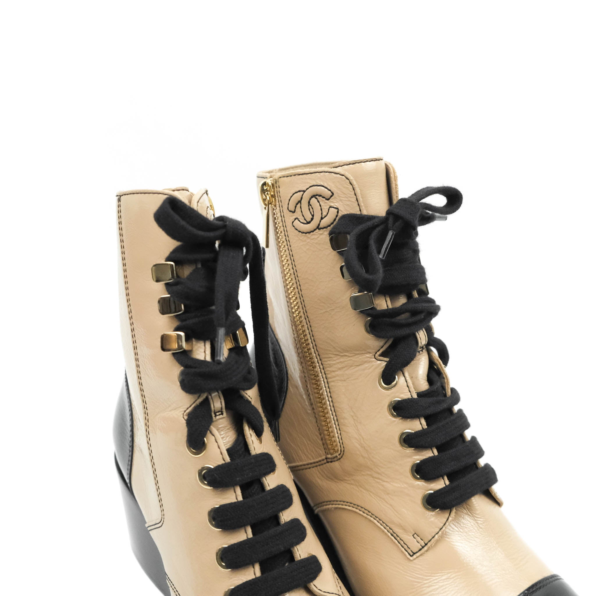 CHANEL, Shoes, Chanel Lace Up Boots