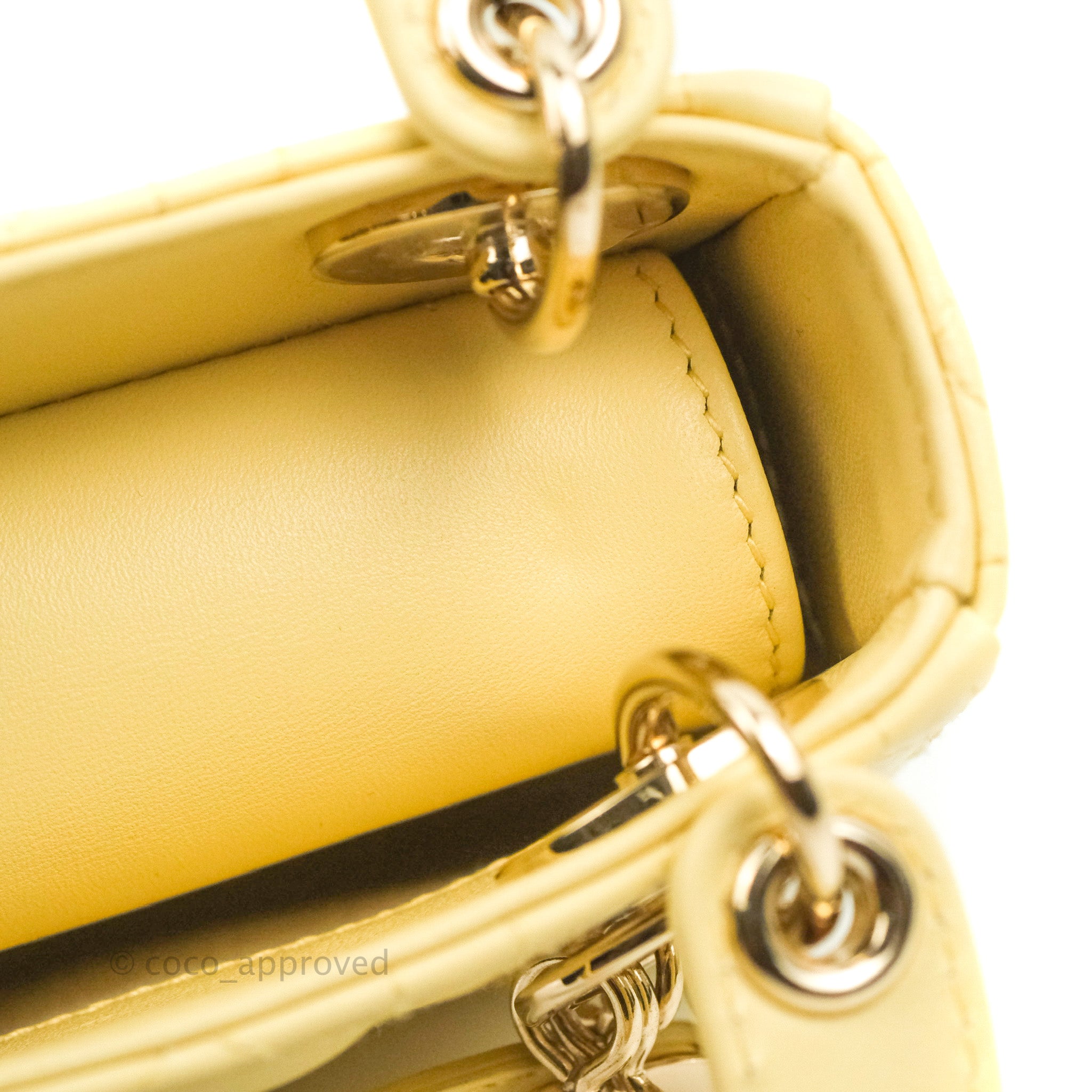 Lady dior leather handbag Dior Yellow in Leather - 33545062