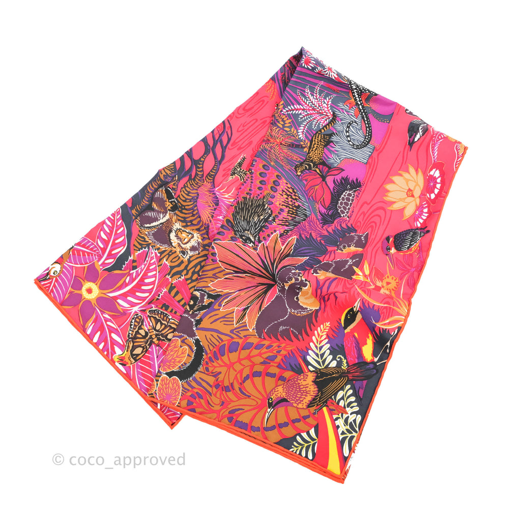 Hermès Wild Singapore Scarf 90 Rouge / Violet / Beige