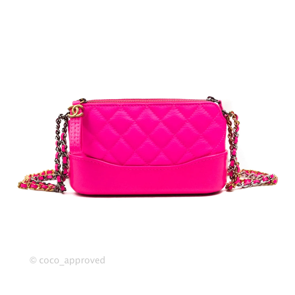 Chanel Gabrielle Clutch With Chain Aged Calfskin Neo Pink Mixed Hardware