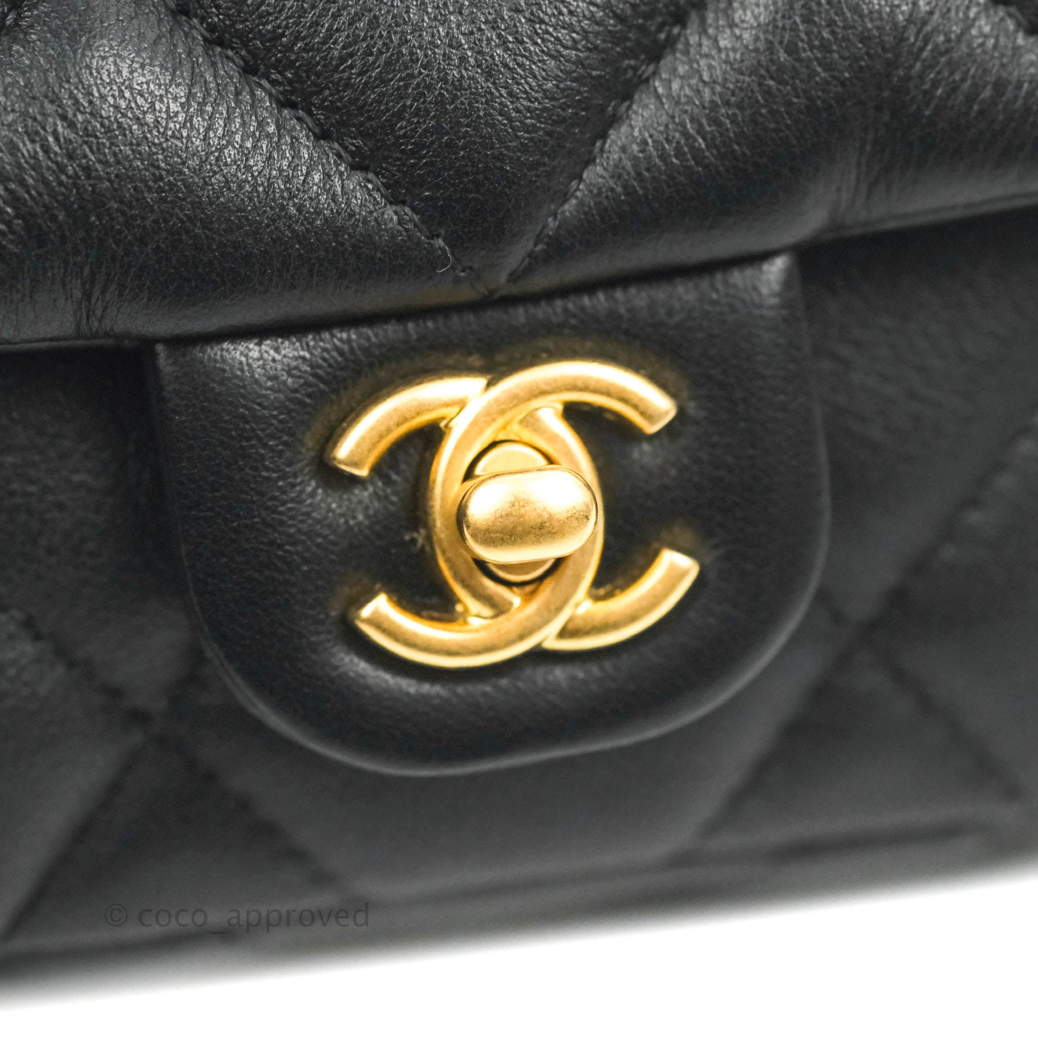 Chanel Quilted Lady Handle Flap Card Holder With Chain Black Calfskin –  Coco Approved Studio