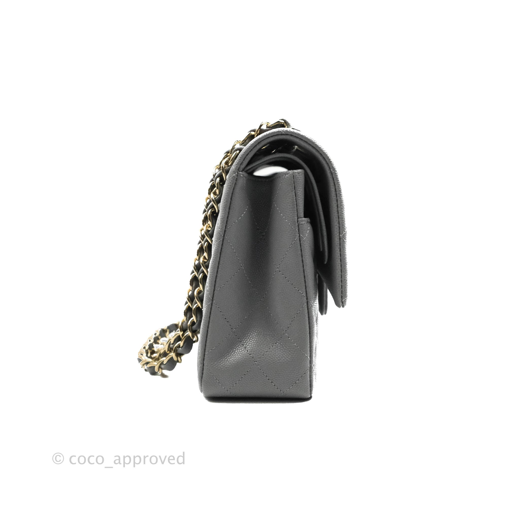 Chanel Mini Rectangular Flap Bag Silver Metallic Lambskin Silver Hardware