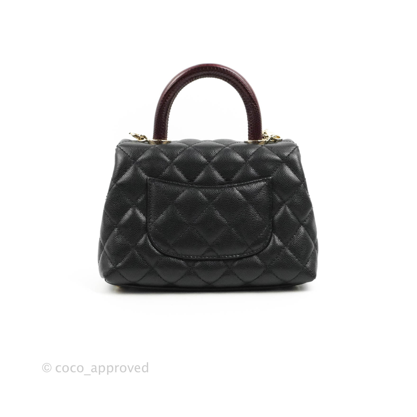 CHANEL Caviar Lizard Embossed Quilted Extra Mini Coco Handle Flap