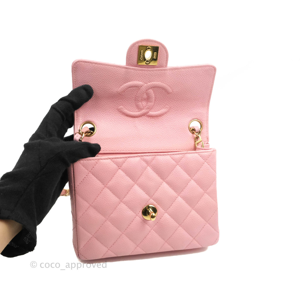 Chanel Quilted Vintage Mini Square Flap Pink Caviar Pink Hardware