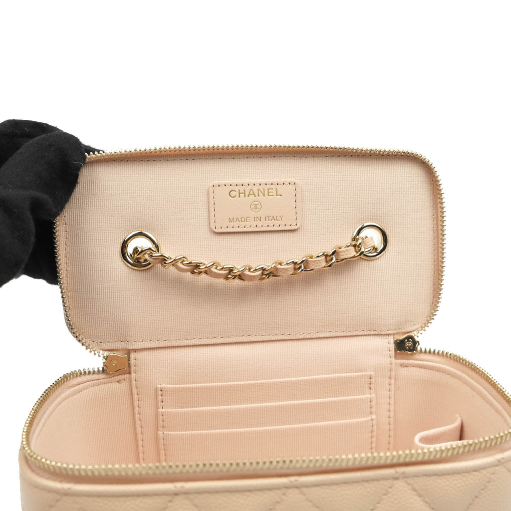 Chanel Vanity with Classic Chain Sakura Pink Caviar Gold Hardware