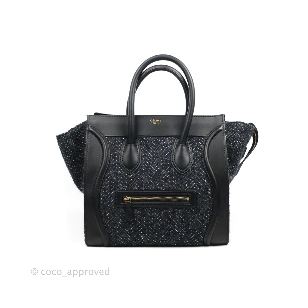 Celine Mini Luggage Bag Navy/Black Tweed