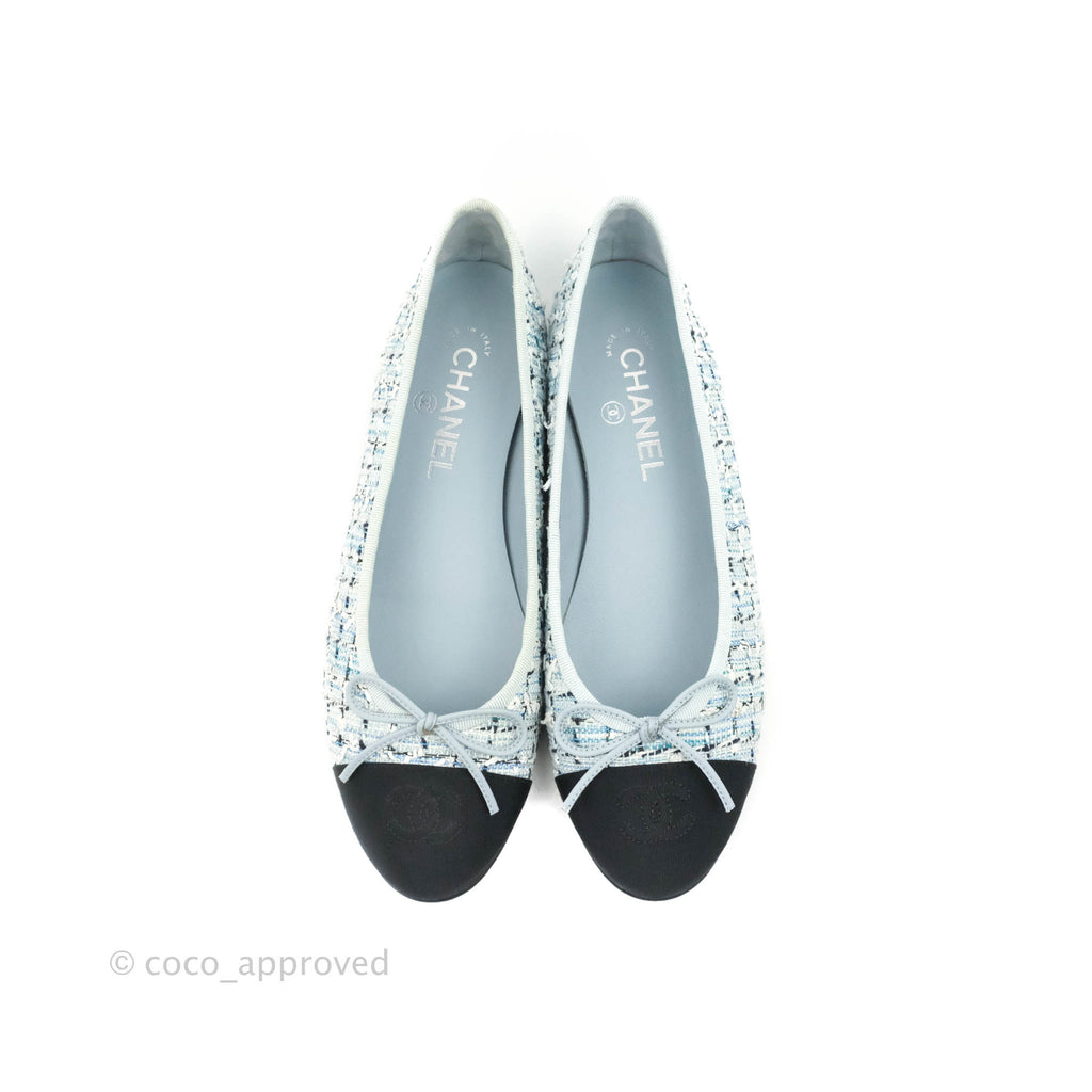 Chanel Blue Tweed Ballerina Flats Size 38.5