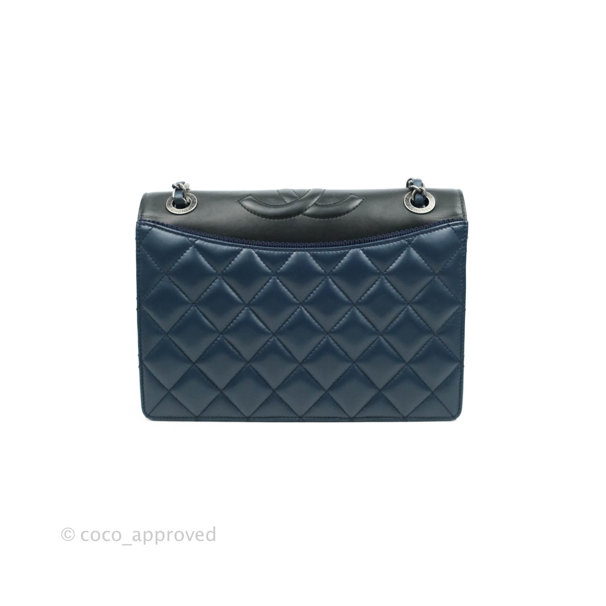 Chanel Quilted Ballerina Small Flap Bag Blue Black Hardware Coco Approved Studio