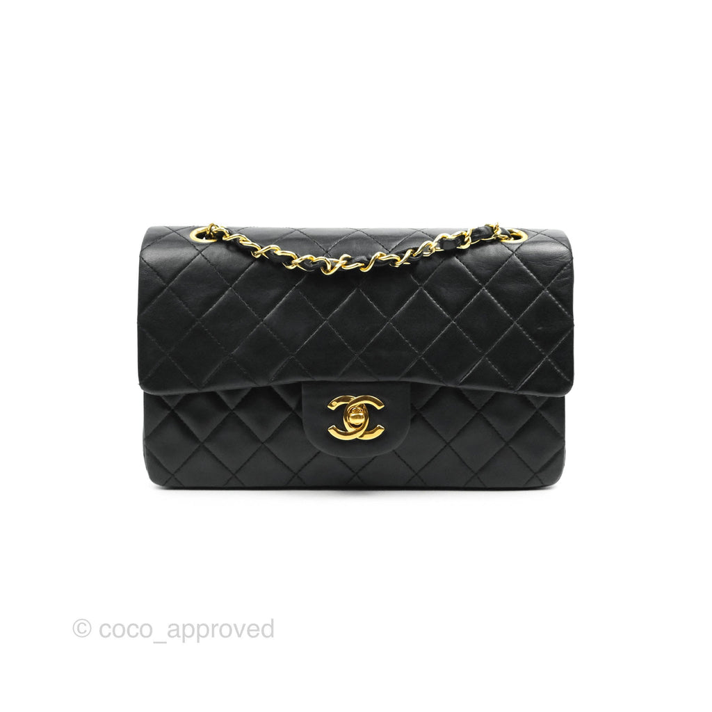 Chanel Classic Vintage Small S/M Flap Black Lambskin 24K Gold Hardware