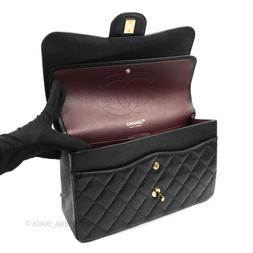 Chanel Jumbo Double Flap Black Caviar Gold Hardware