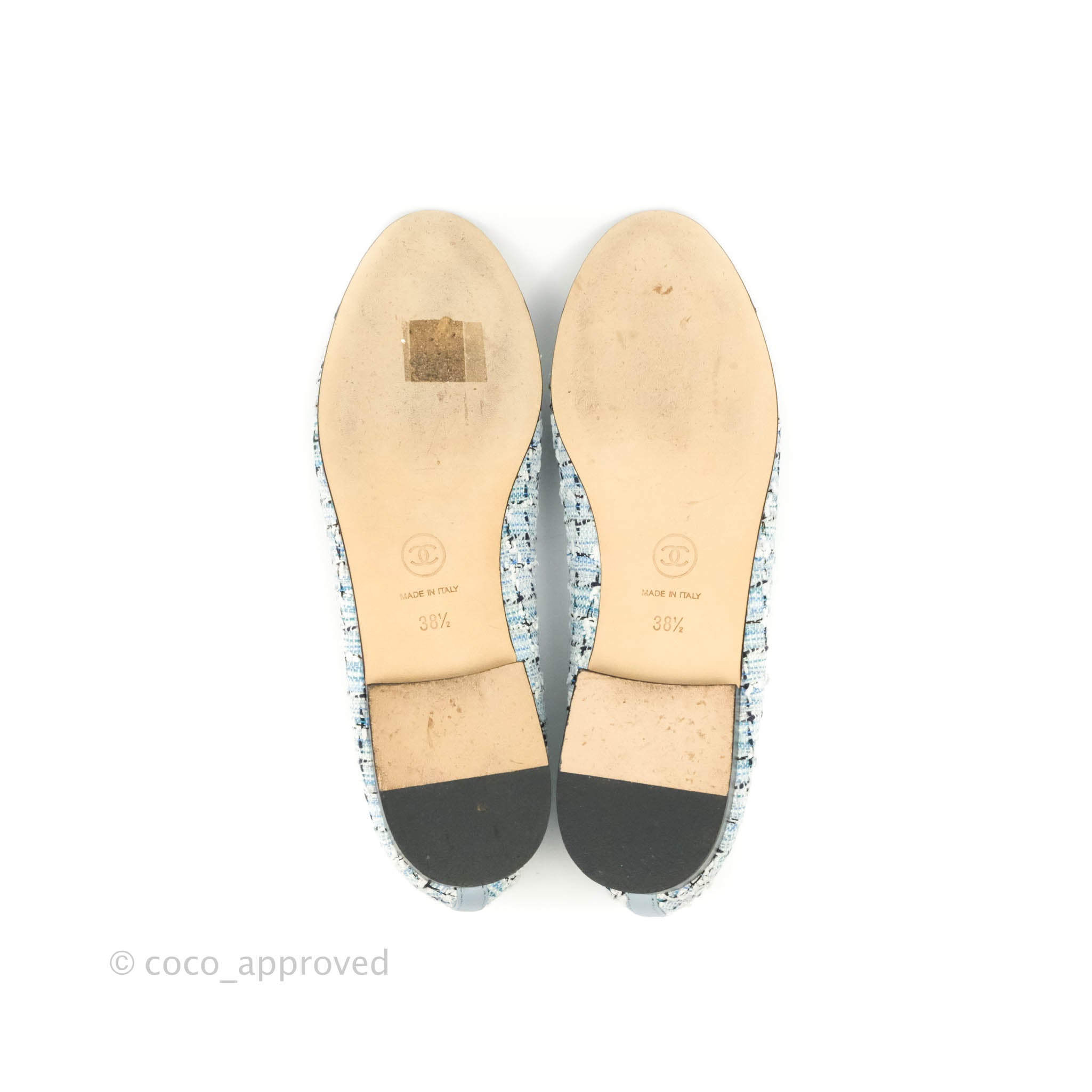 Leather ballet flats Chanel Blue size 38.5 EU in Leather - 25194007