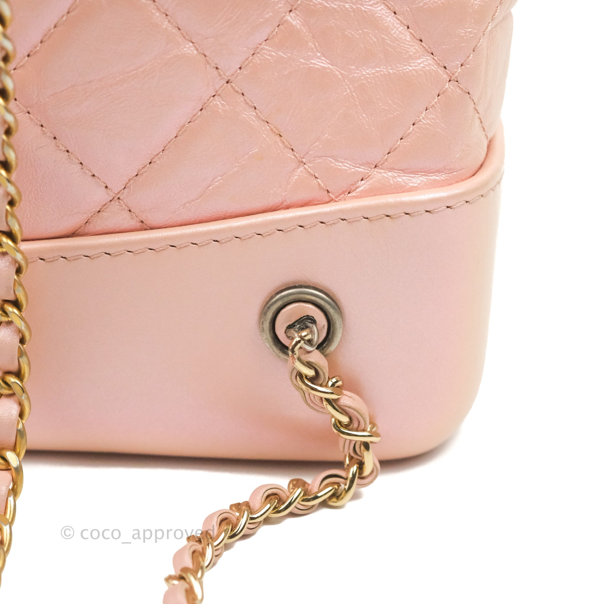 Chanel Gold Quilted Aged Calfskin Small Gabrielle Backpack Gold