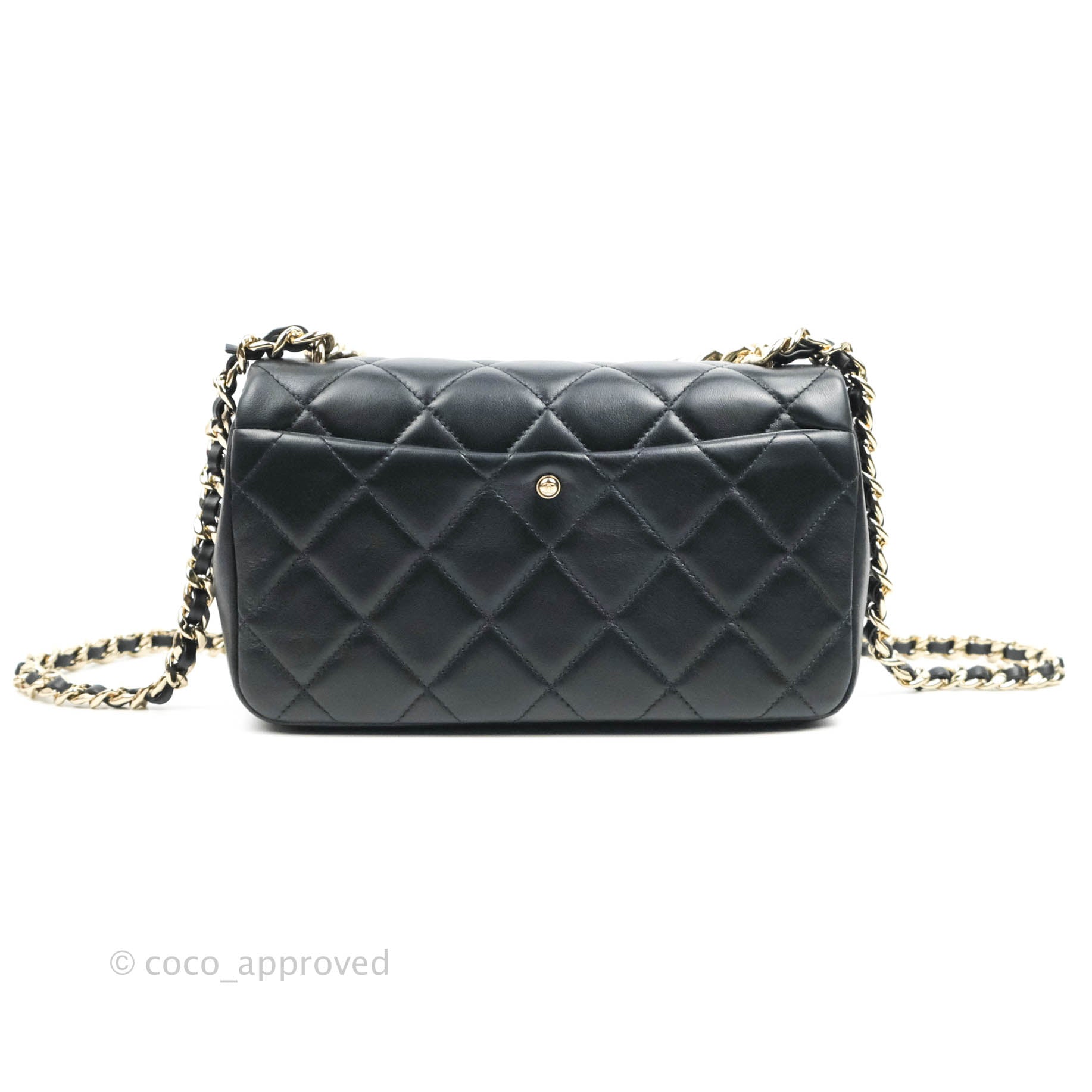 Chanel Quilted Large Resin Bi-Color Chain Flap Bag Black Lambskin Gold –  Coco Approved Studio