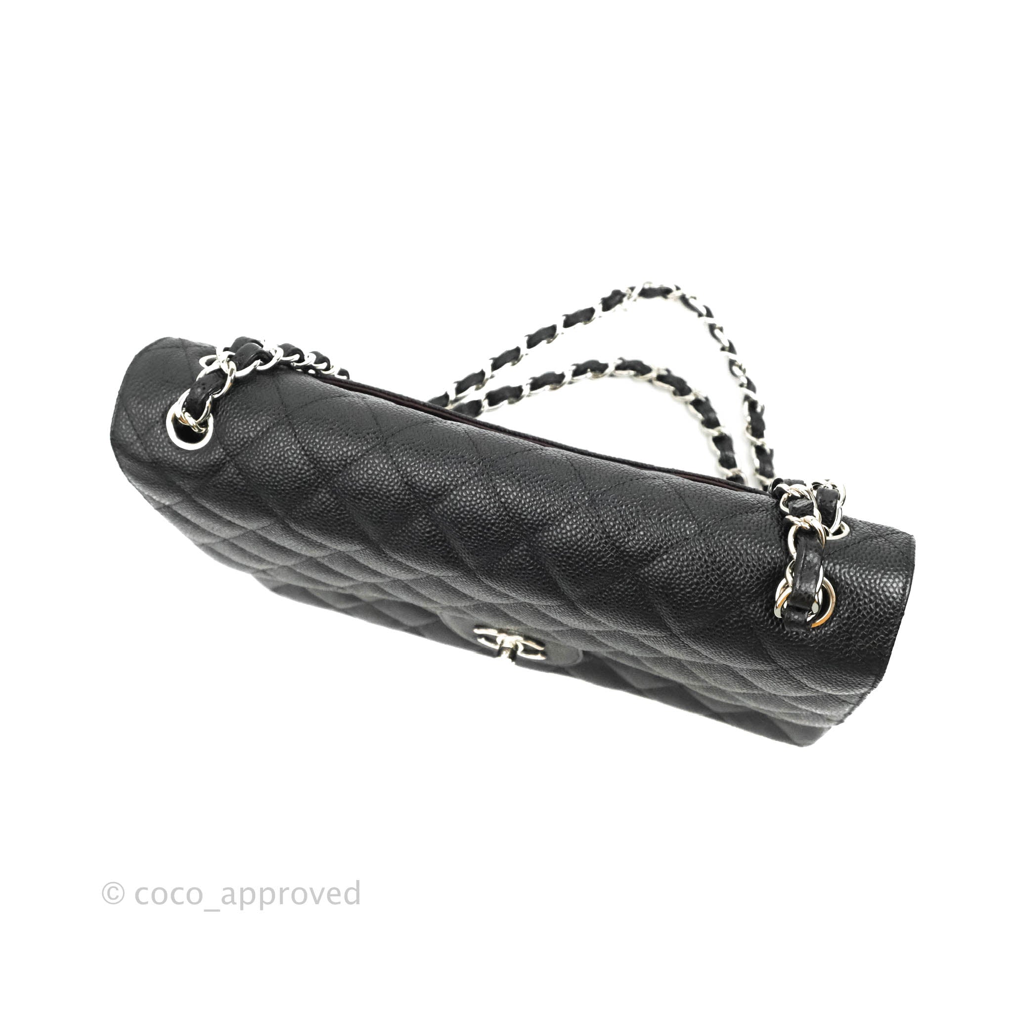 Chanel Classic Quilted Jumbo Double Flap Black Caviar Silver Hardware⁣ –  Coco Approved Studio
