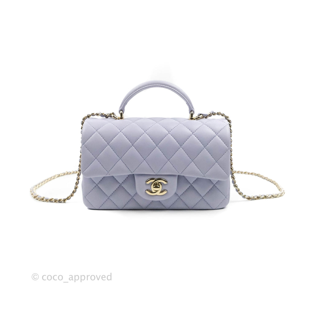 Chanel Top Handle Mini Rectangular Flap Bag Lilac Lambskin Gold Hardware