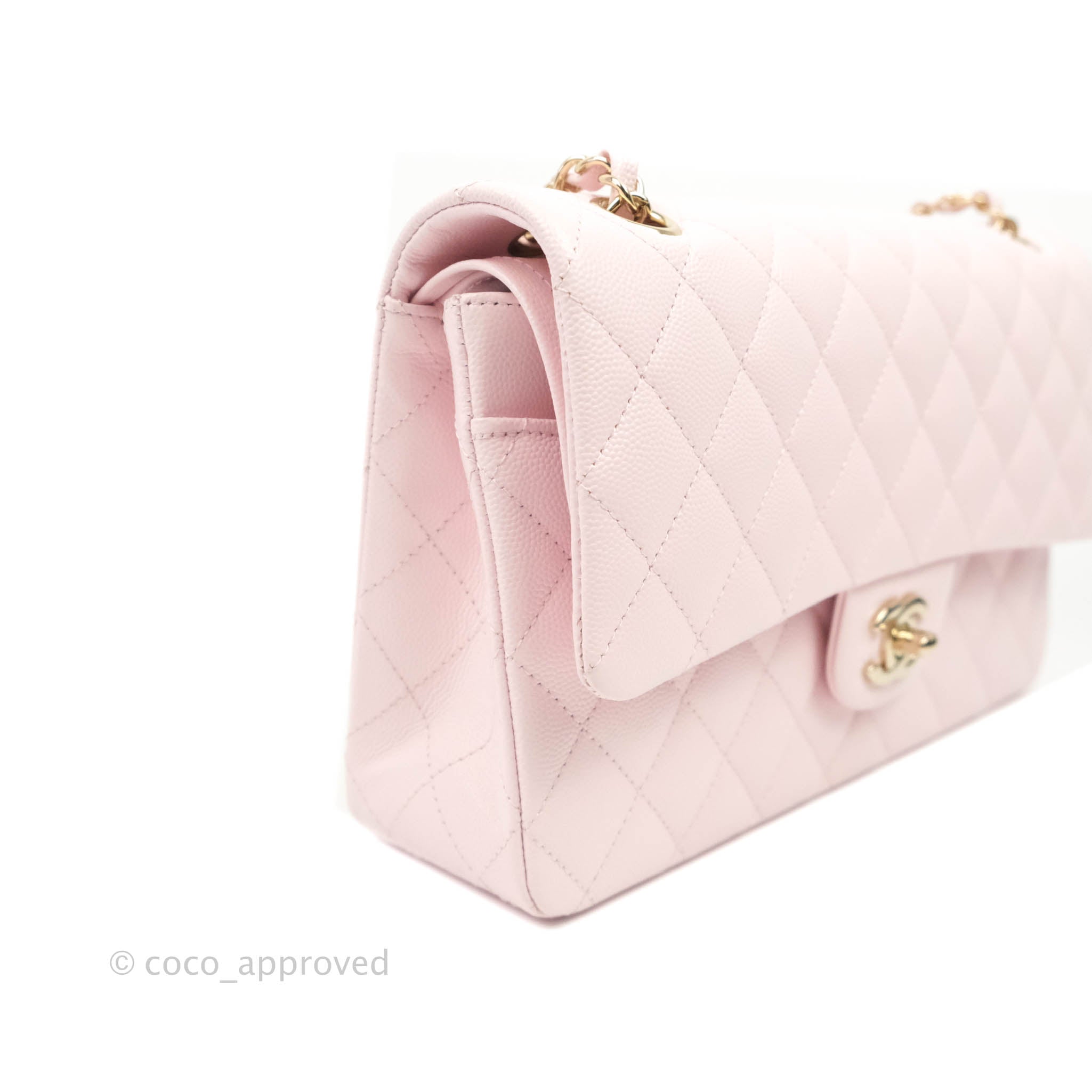 Chanel Classic M/L Medium Flap Quilted Light Pink Caviar Gold Hardware – Coco  Approved Studio