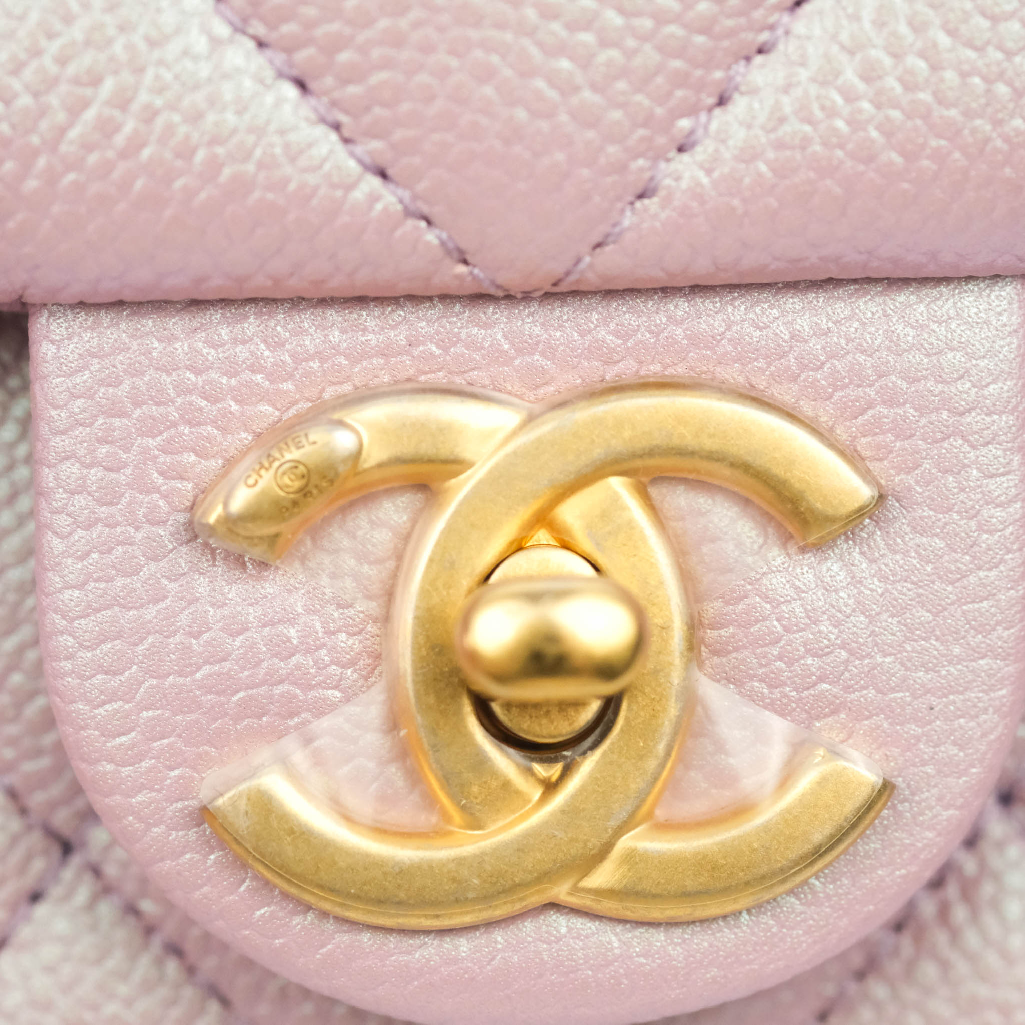 Chanel Pink Iridescent Quilted Calfskin Mini Flap Silver Hardware