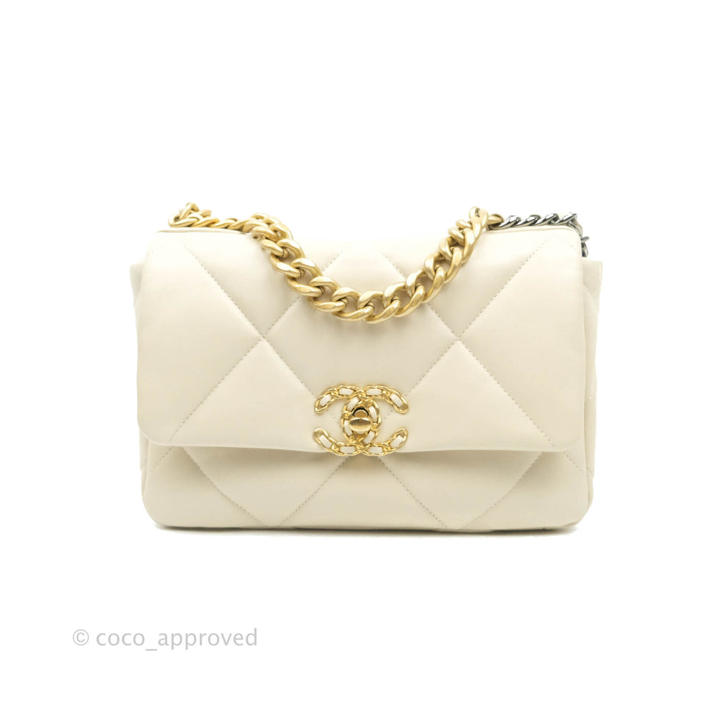 Chanel 19 Small Light Beige Lambskin Mixed Hardware 21C