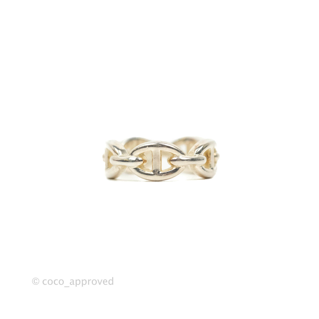 Hermès Sterling Silver PM Chaine d'Ancre Enchainee Band Ring 50