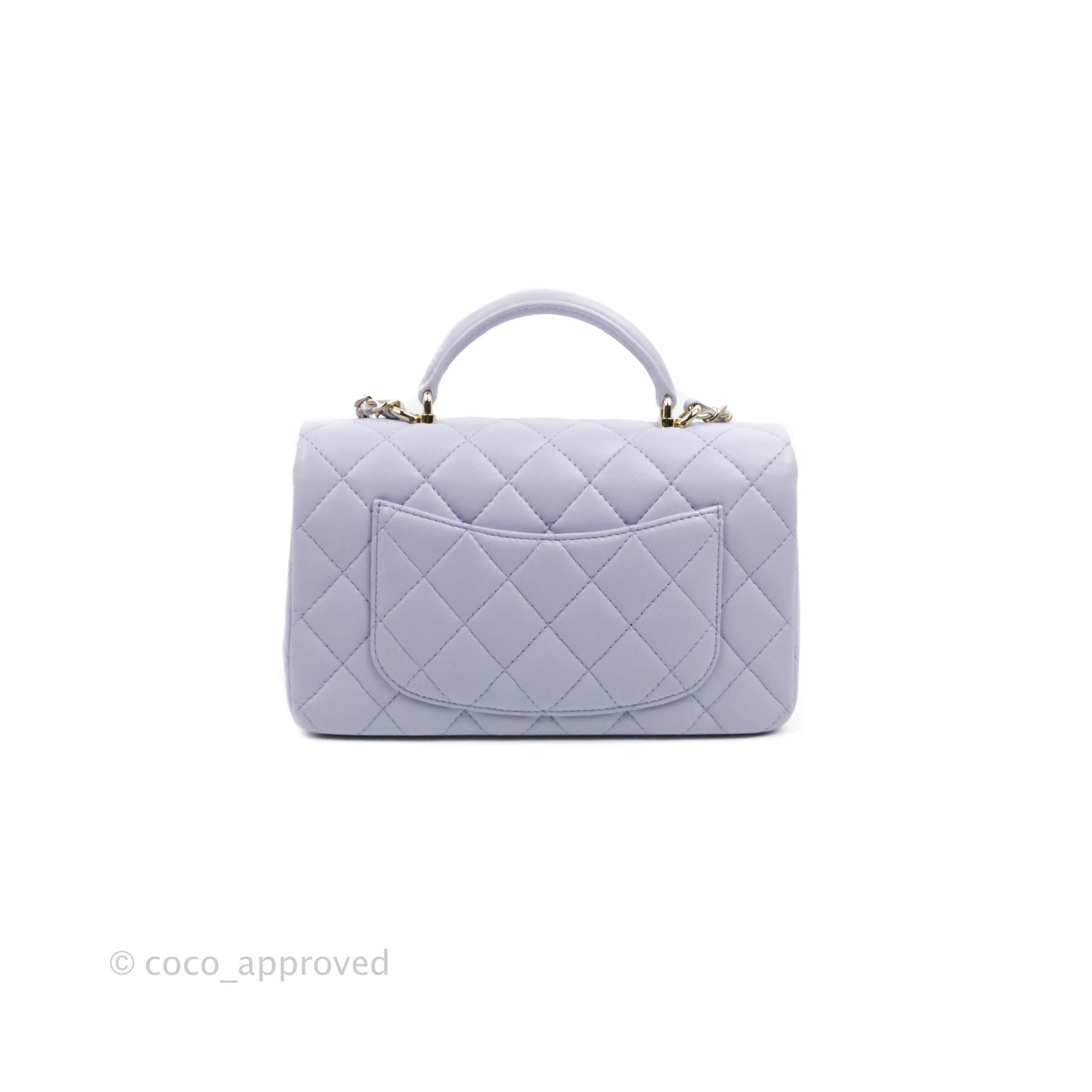 CHANEL Lambskin Quilted Mini Top Handle Rectangular Flap Light Blue 890071