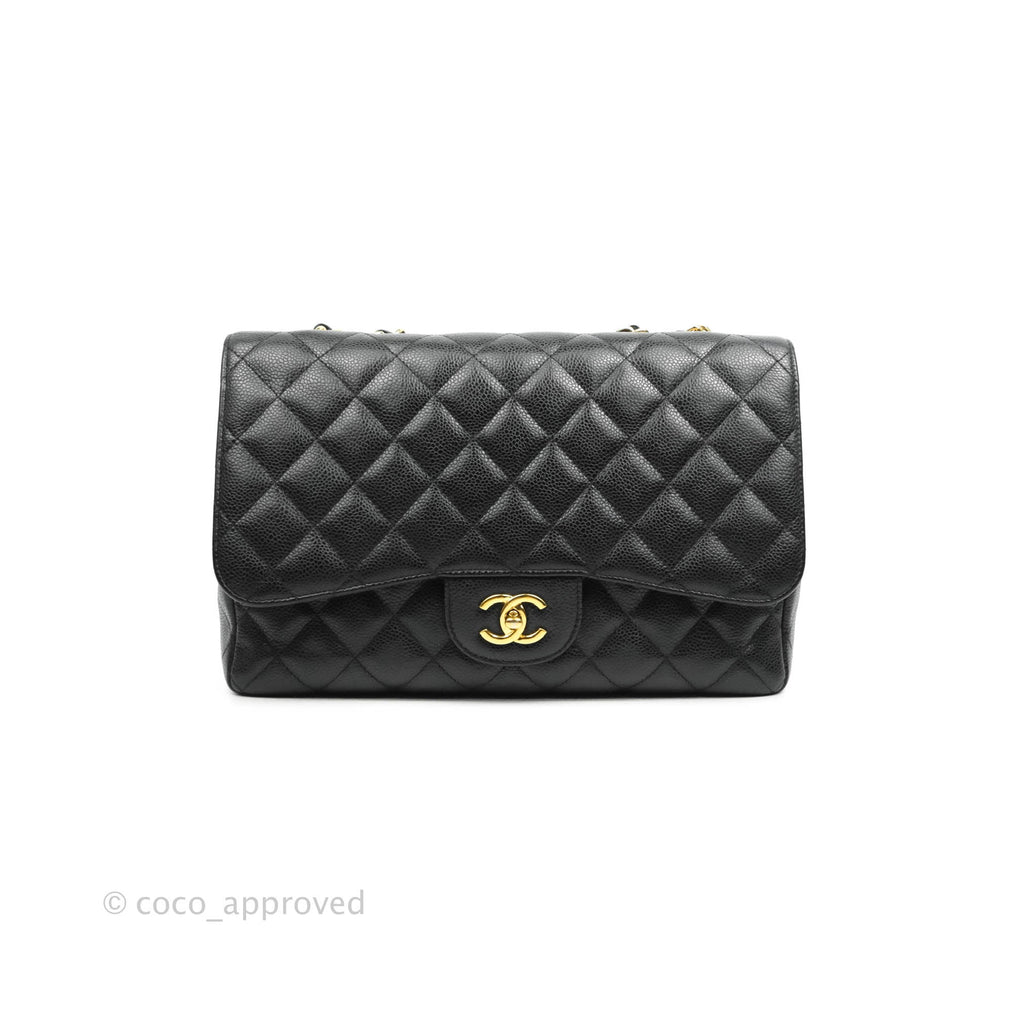 Chanel Jumbo Single Flap Black Caviar Gold Hardware