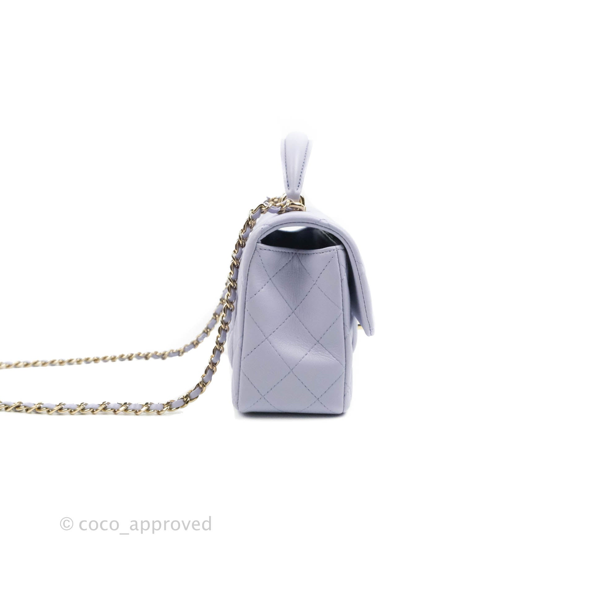 Chanel Top Handle Mini Rectangular Flap Bag Lilac Lambskin Gold Hardwa –  Coco Approved Studio