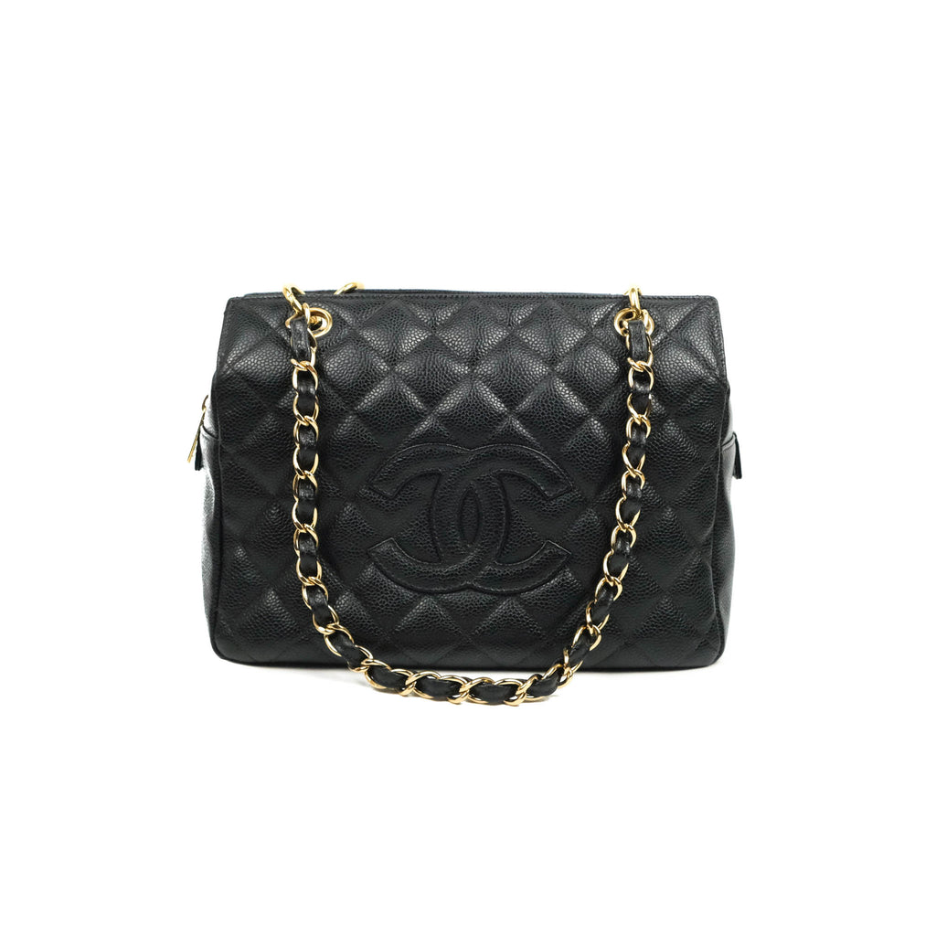 Chanel PTT Petite Timeless Shopping Tote Bag Black Caviar Gold Hardware
