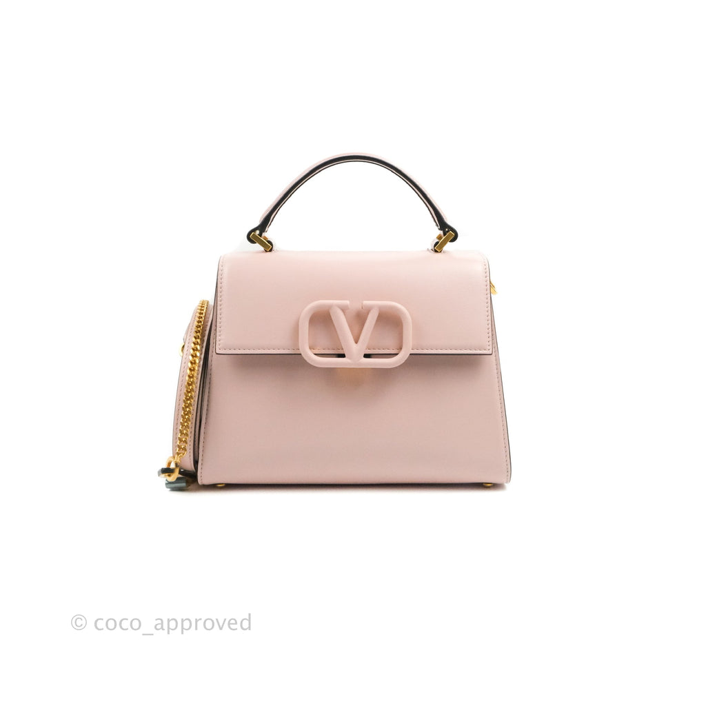 Valentino Garavani Small Vsling Grainy Calfskin Bag Light Pink Aged Gold Hardware