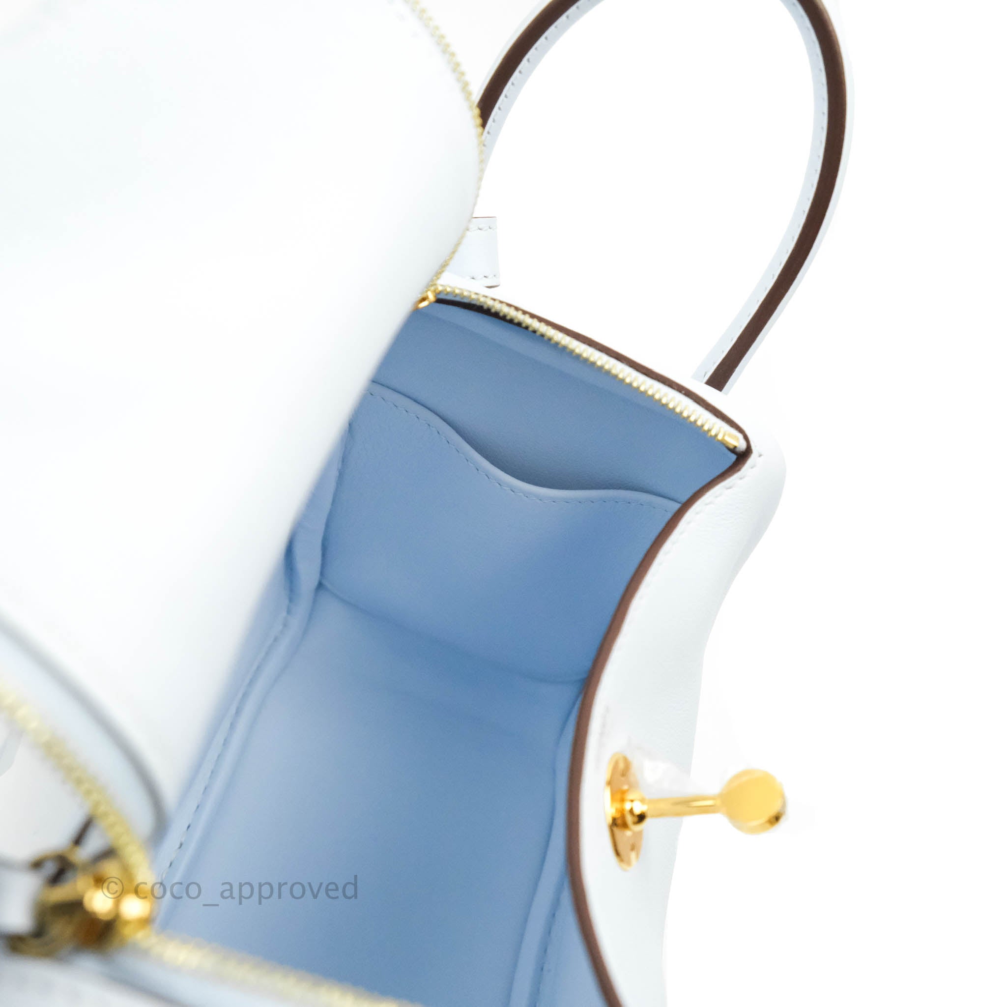 Hermès Mini Lindy 20 In White Swift With Gold Hardware