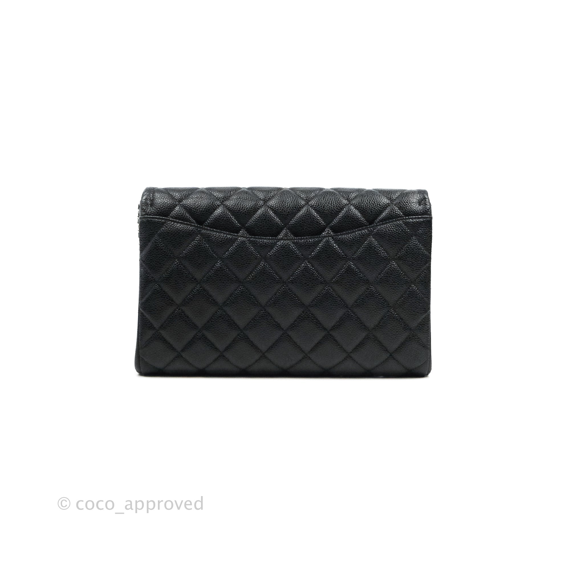 CHANEL Caviar Quilted Studded CC Wallet On Chain WOC Grey 1149583