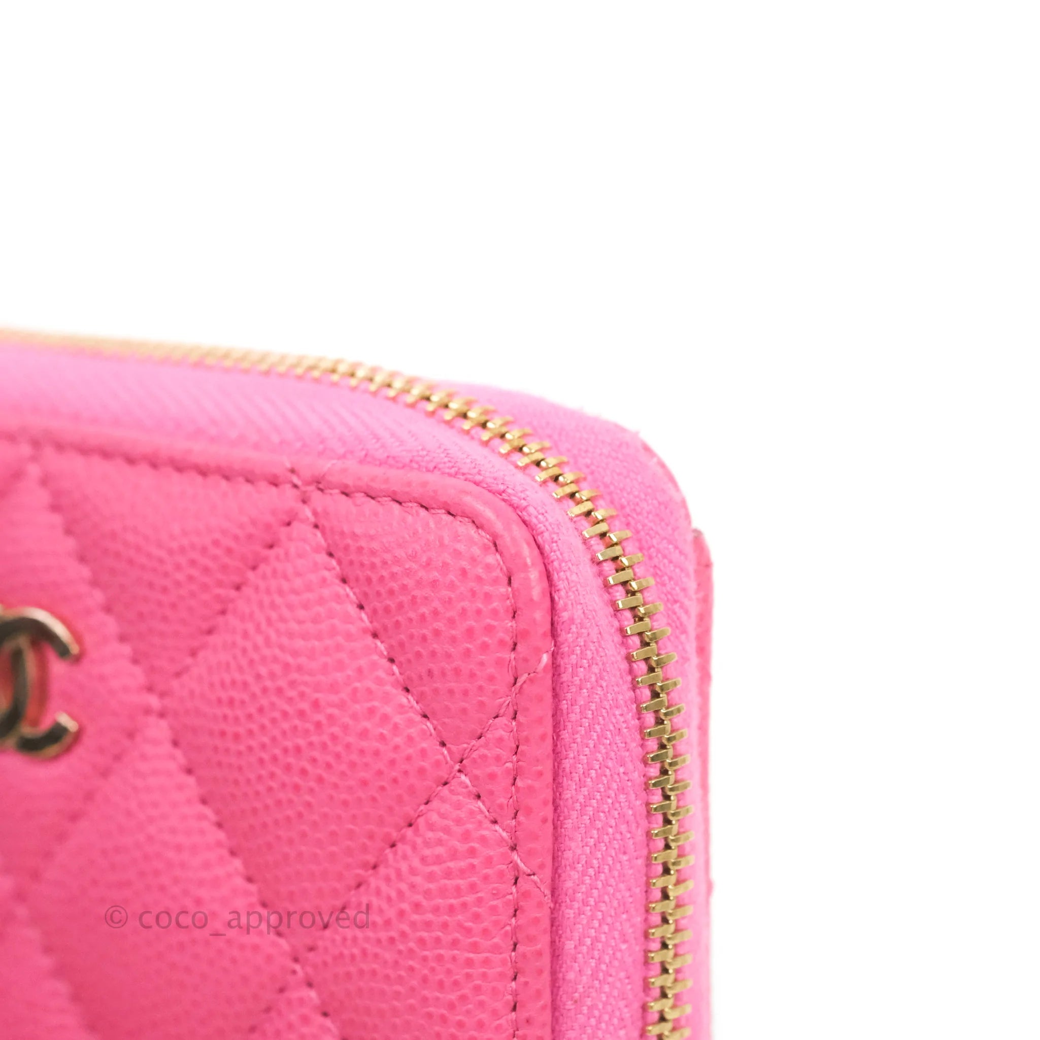 CHANEL Iridescent Caviar Quilted Zip Coin Purse Pink 1273308