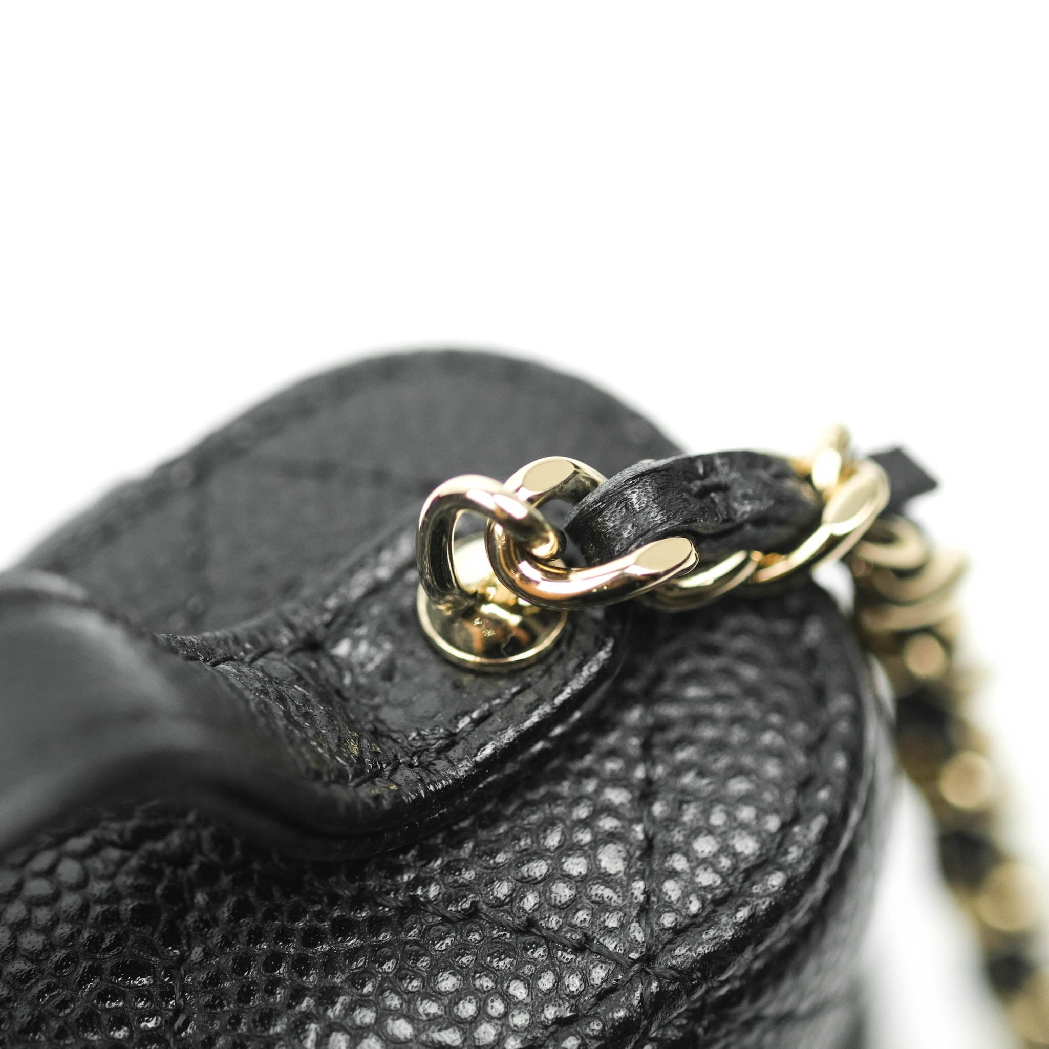 Chanel 21B Black Caviar Mini Wallet On Chain Gold COCO Shoulder